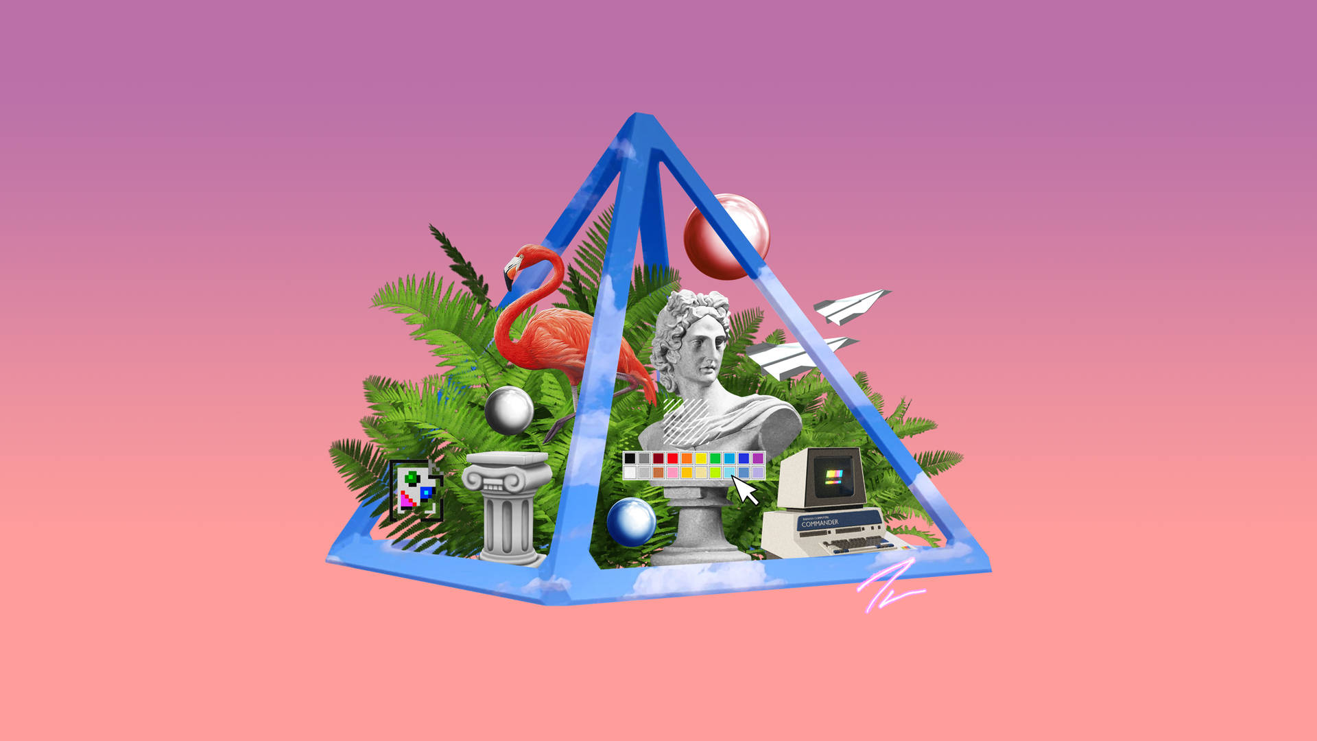 Pyramid Vaporwave Desktop Background
