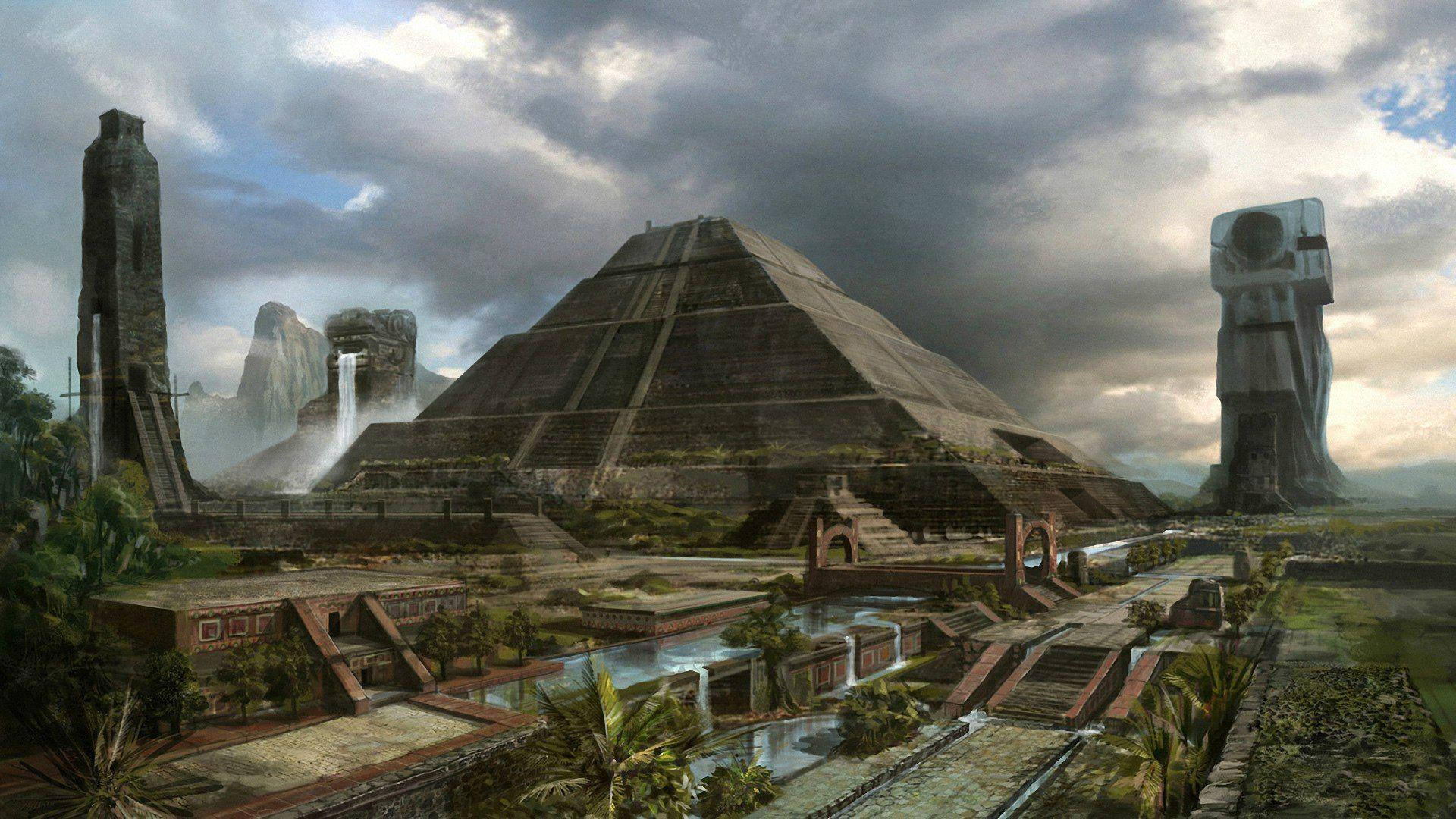 Pyramid With Falls Civilization 5 Background