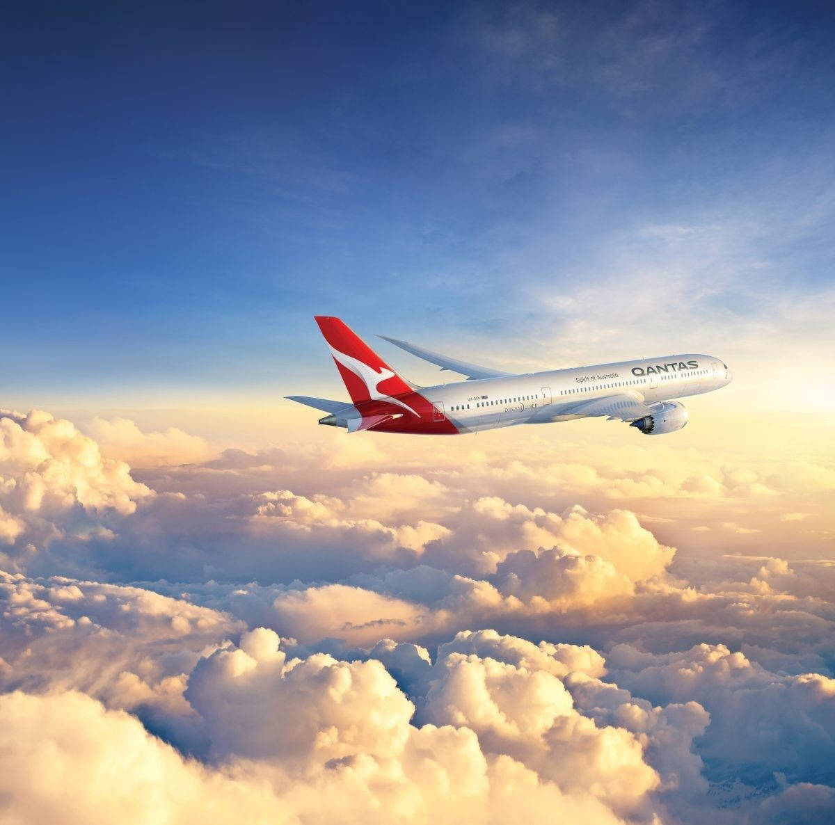 Qantas Aircraft Over The Horizon Background