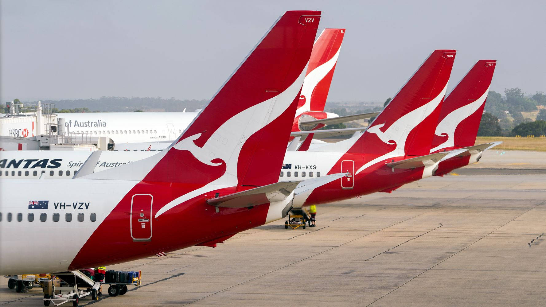 Qantas Airplanes Red Tails Background