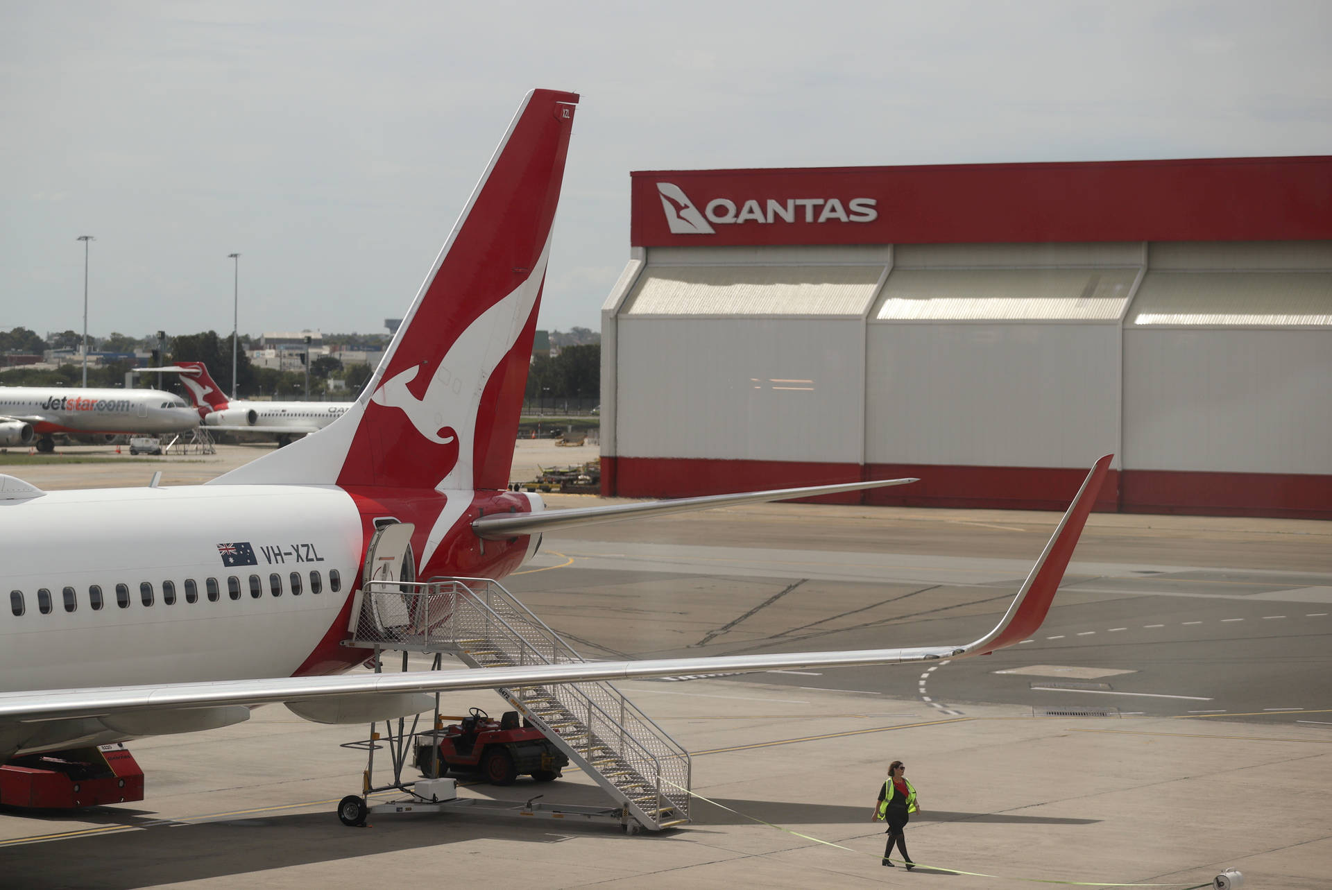 Qantas Airways Hangar In Australia Background