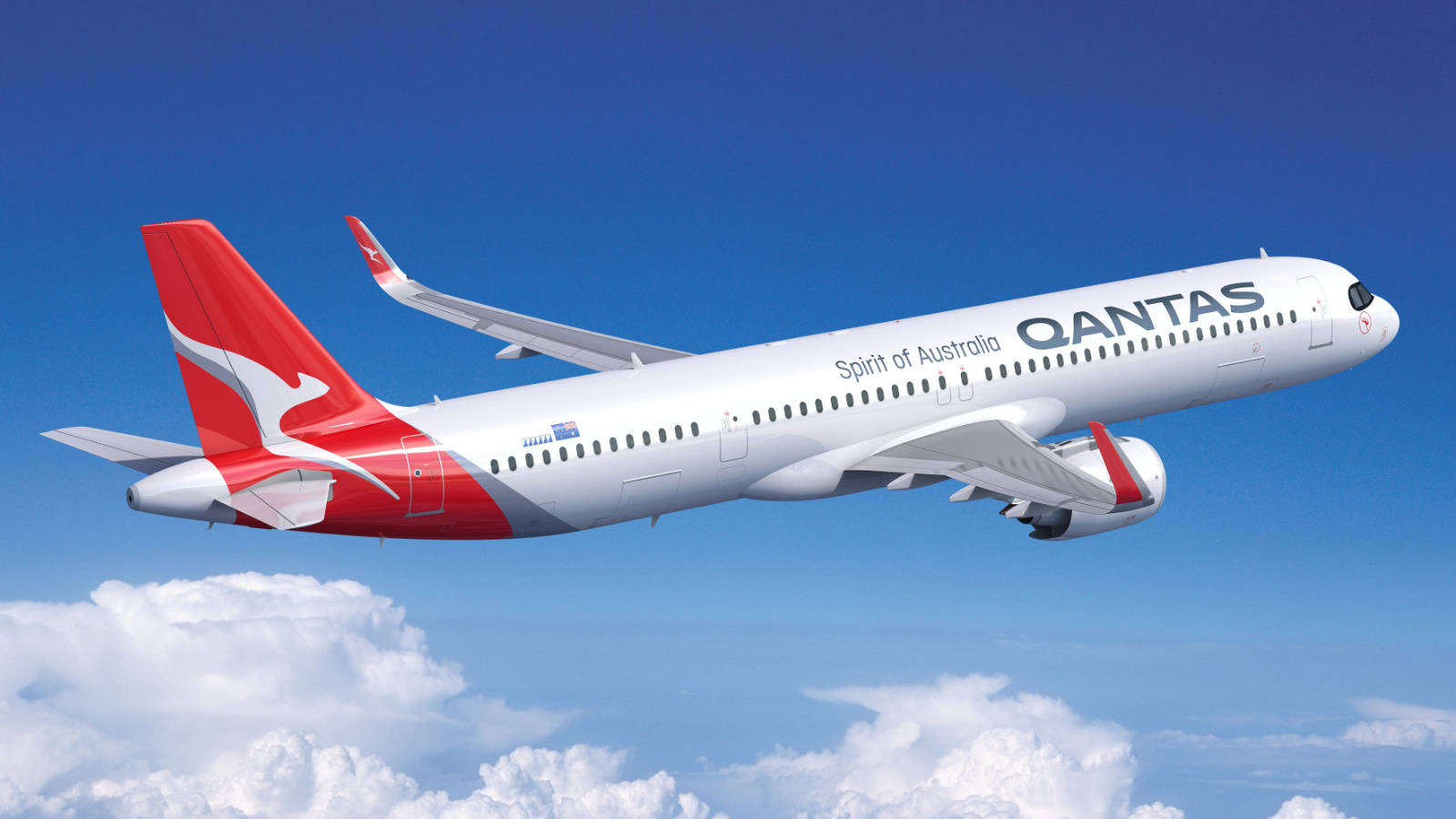 Qantas Boeing 737 Fleet In The Sky Background