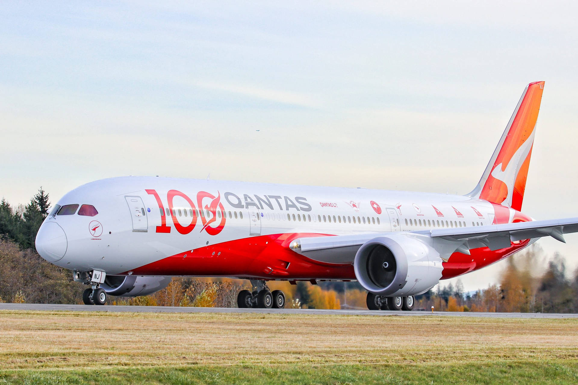 Qantas Boeing 787 Dreamliner Ready For Takeoff Background