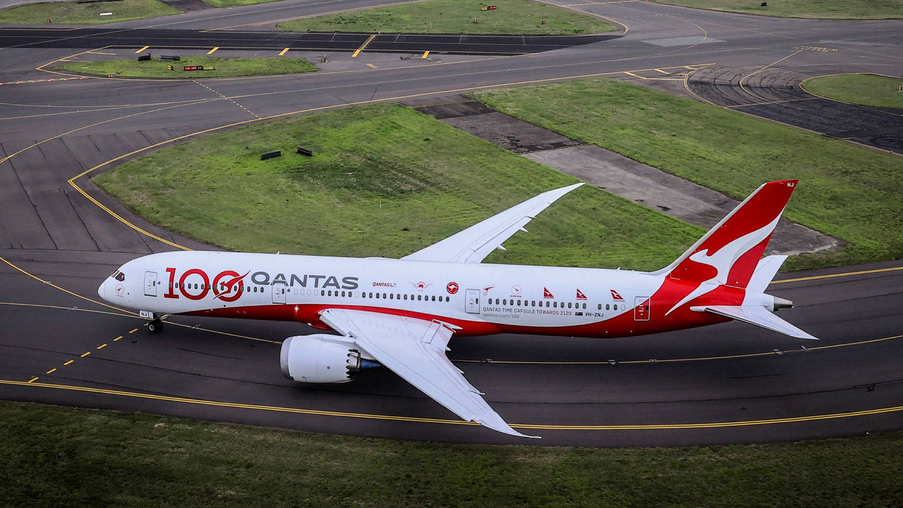 Qantas Passenger Airbus On The Runway Background