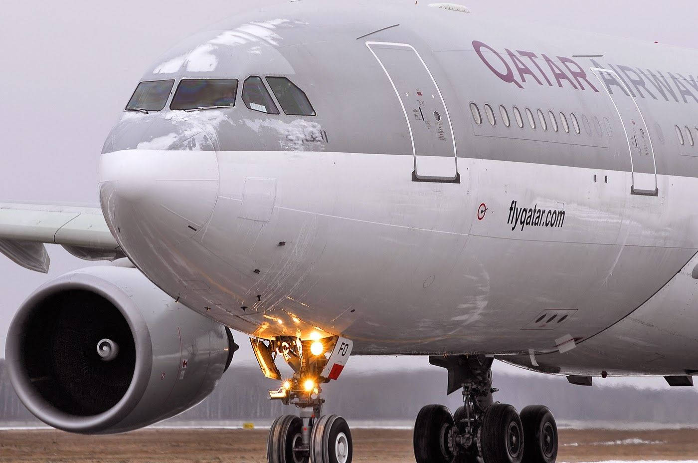 Qatar Airways Airbus On Land Background