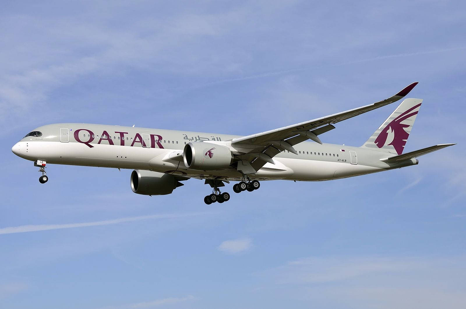 Qatar Airways Conquering A Cloudless Sky Background