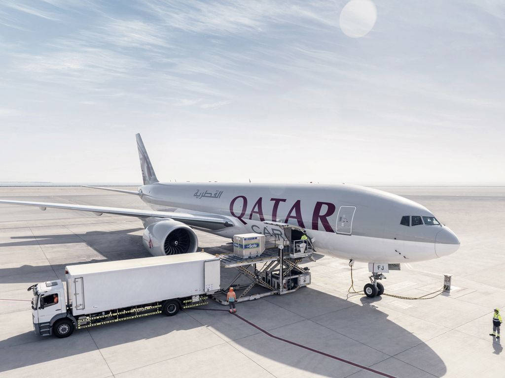 Qatar Airways Plane In The Airport Background