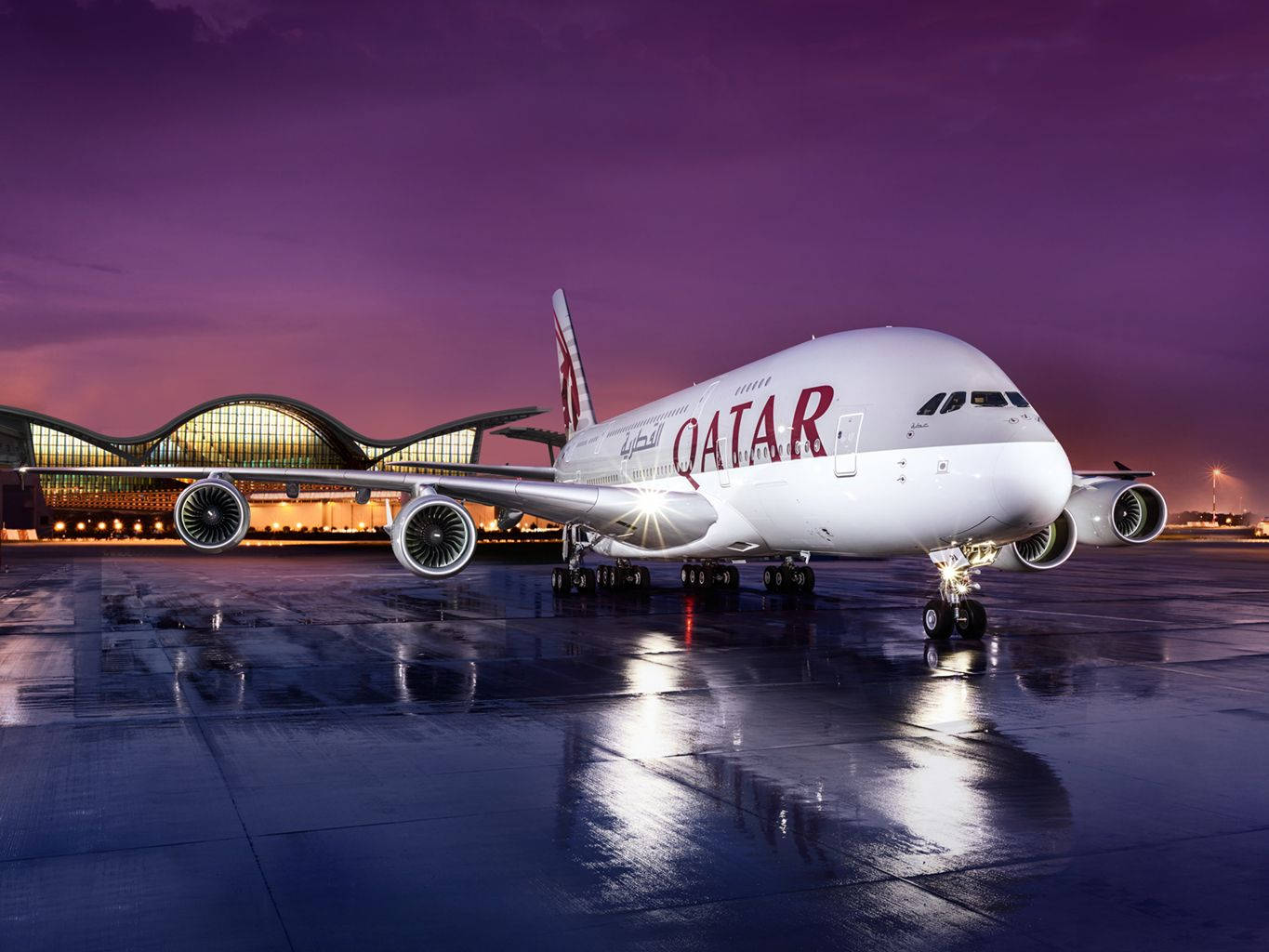 Qatar Airways Ready For Take Off Background