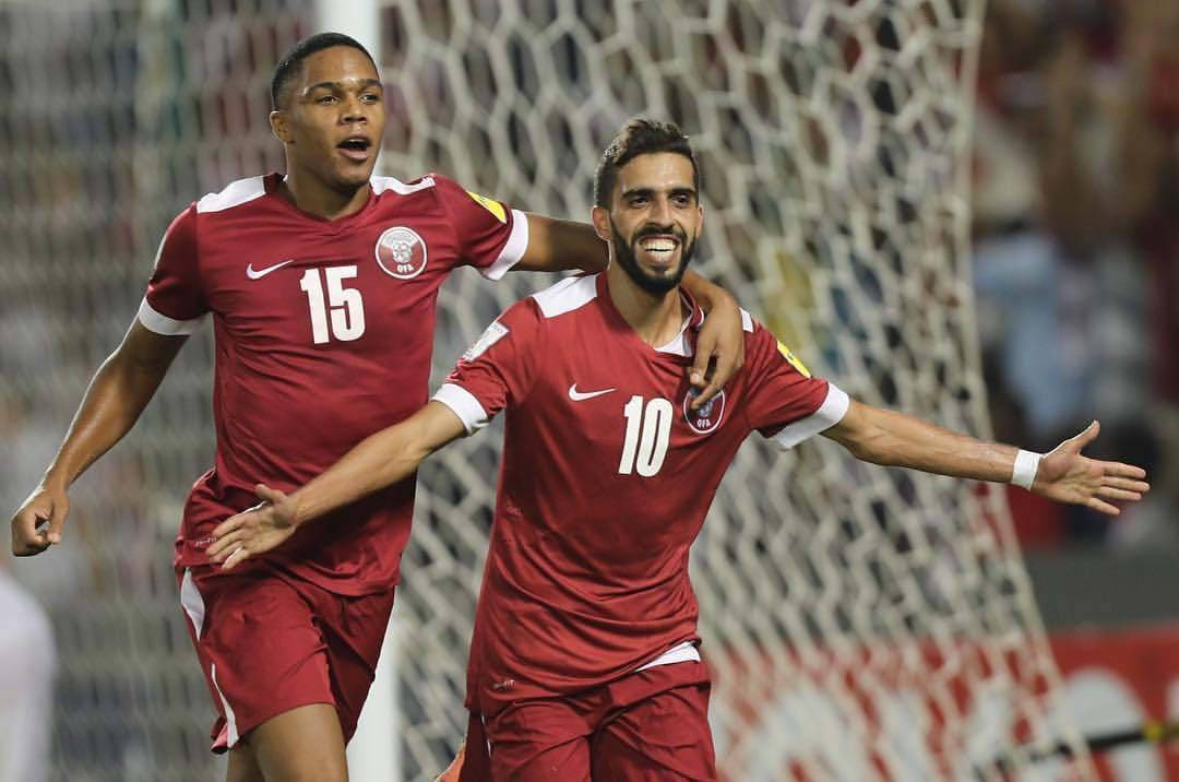 Qatar National Football Team Dynamic Duo Background