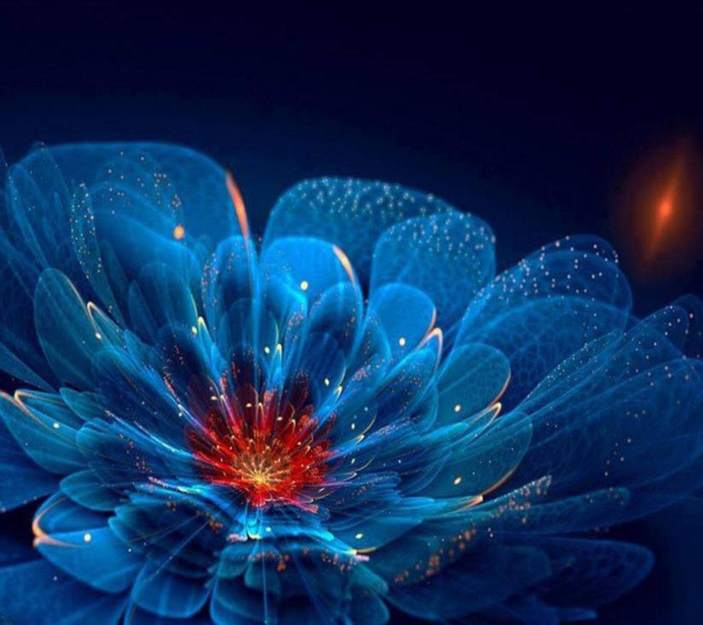 Qhd Illuminated Blue Flower Background