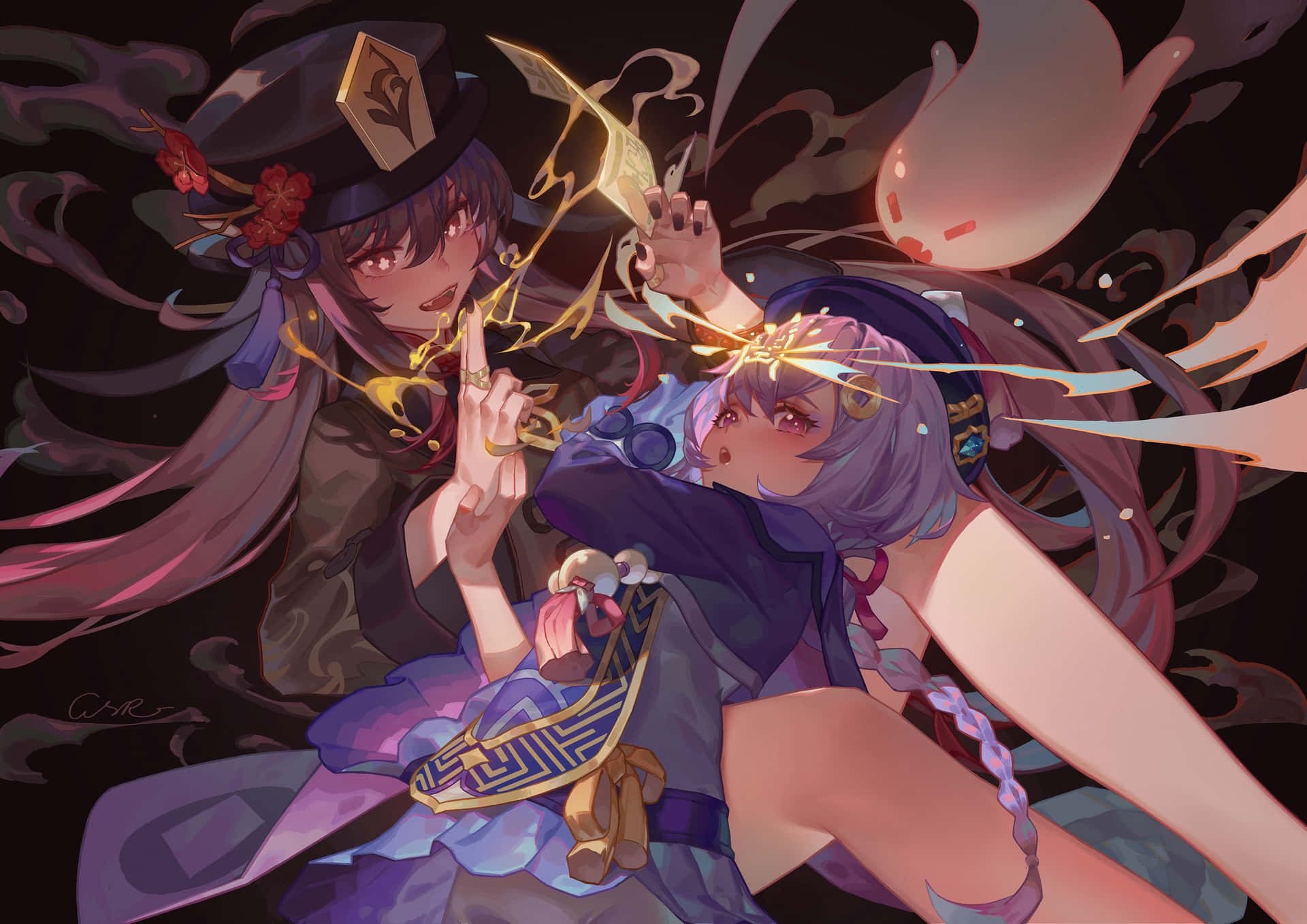 Qiqi And Hu Tao Pfp Background