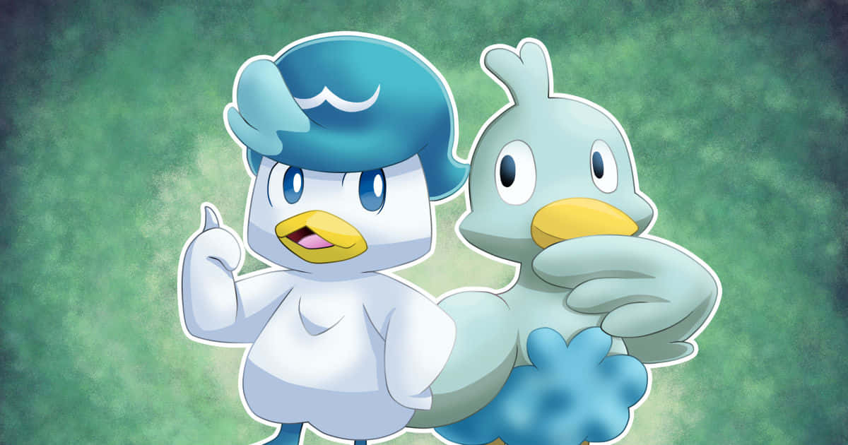 Quaxly And Ducklett On Green Backdrop Background