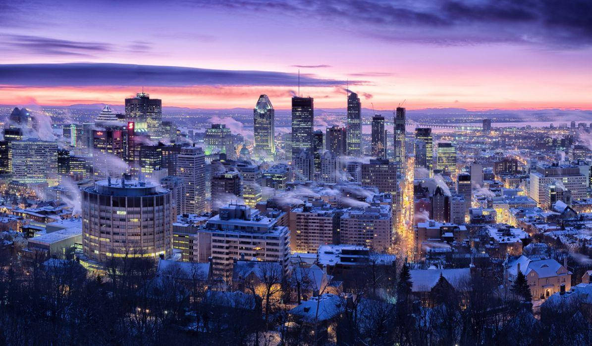 Quebec City Purple Sunset Background