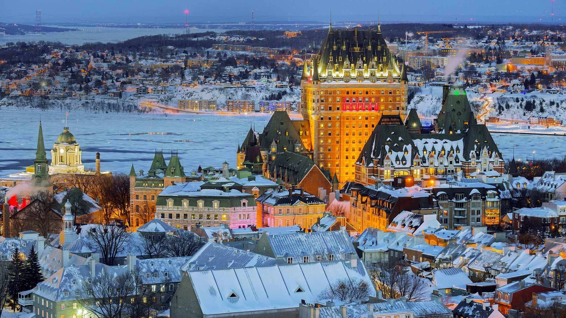 Quebec City Snow Lake Background