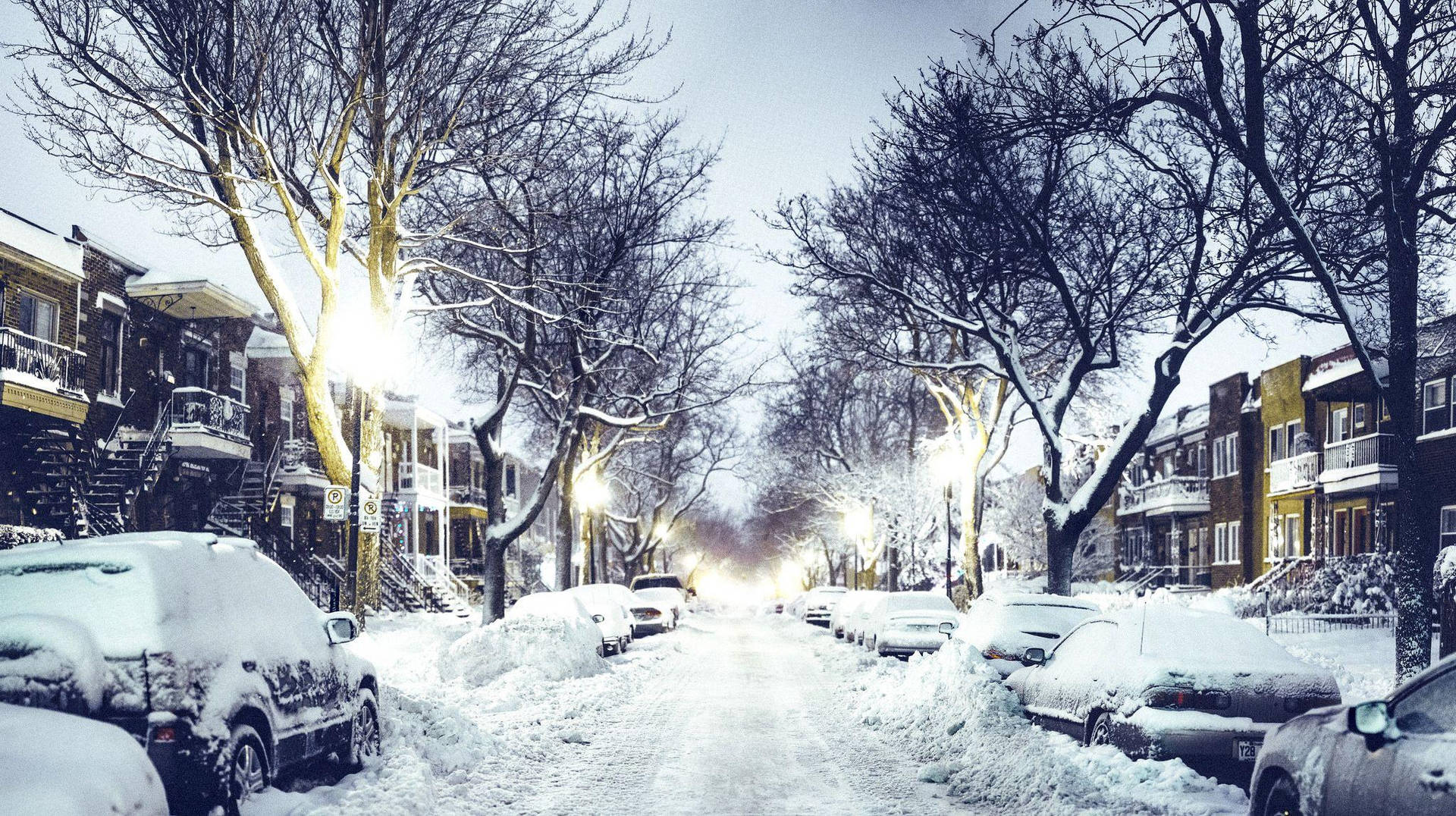 Quebec City Snow Suburb Background