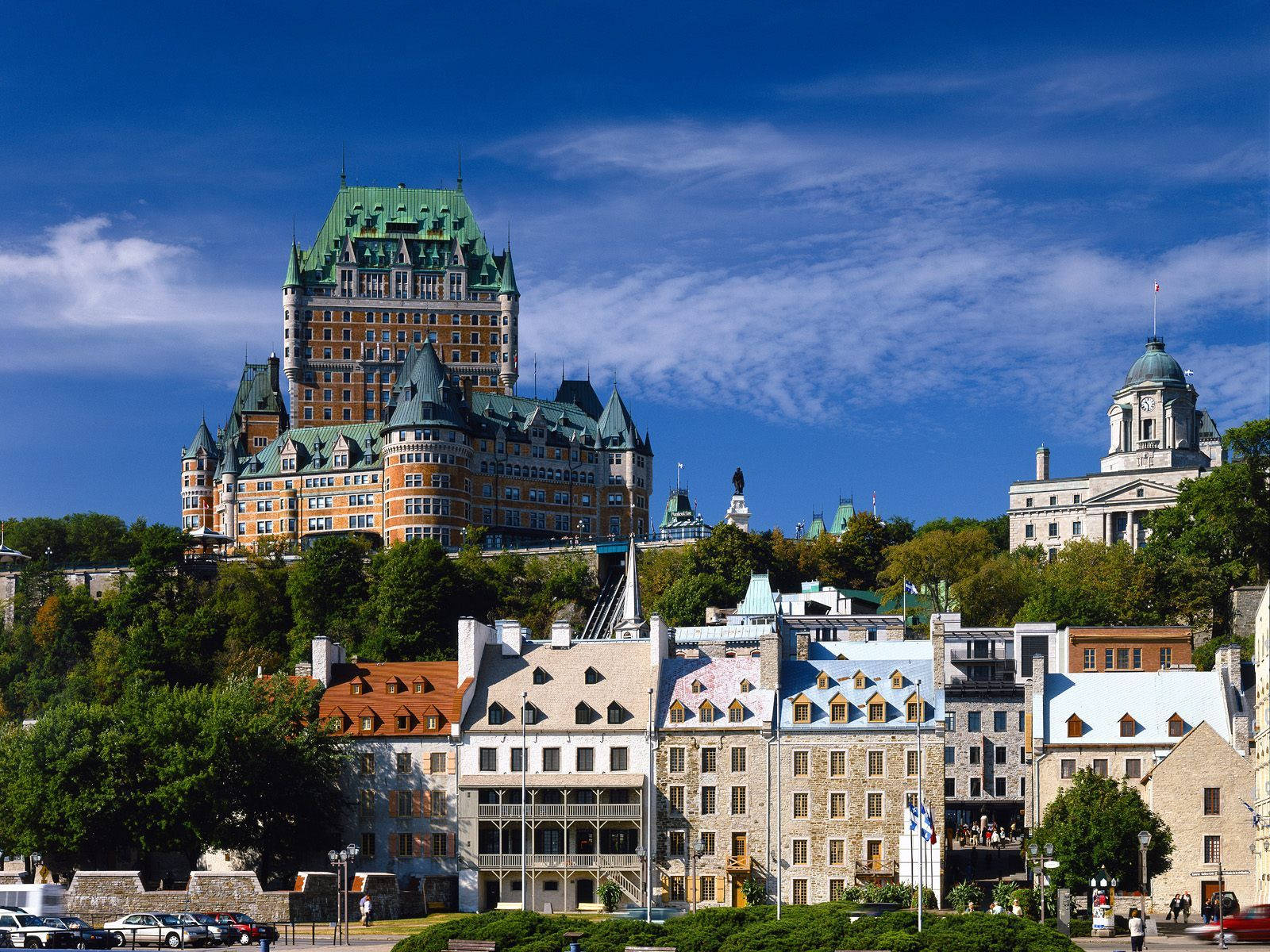 Quebec City Sunny Blue Sky Background