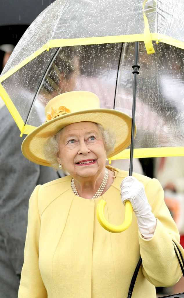 Queen Elizabeth Holding An Umbrella Background