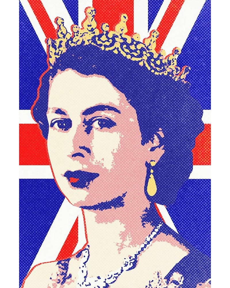 Queen Elizabeth Pop Art Portrait Background