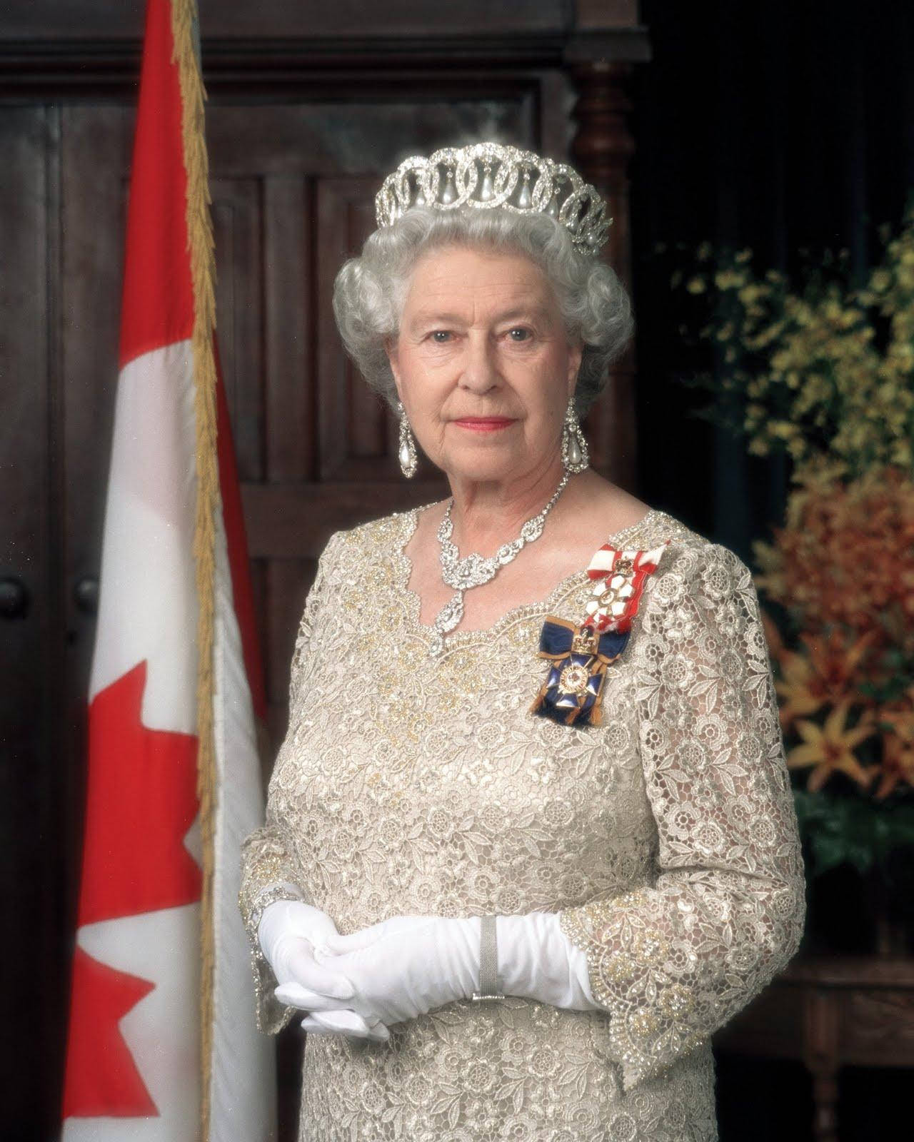 Queen Elizabeth With Canadian Flag Background