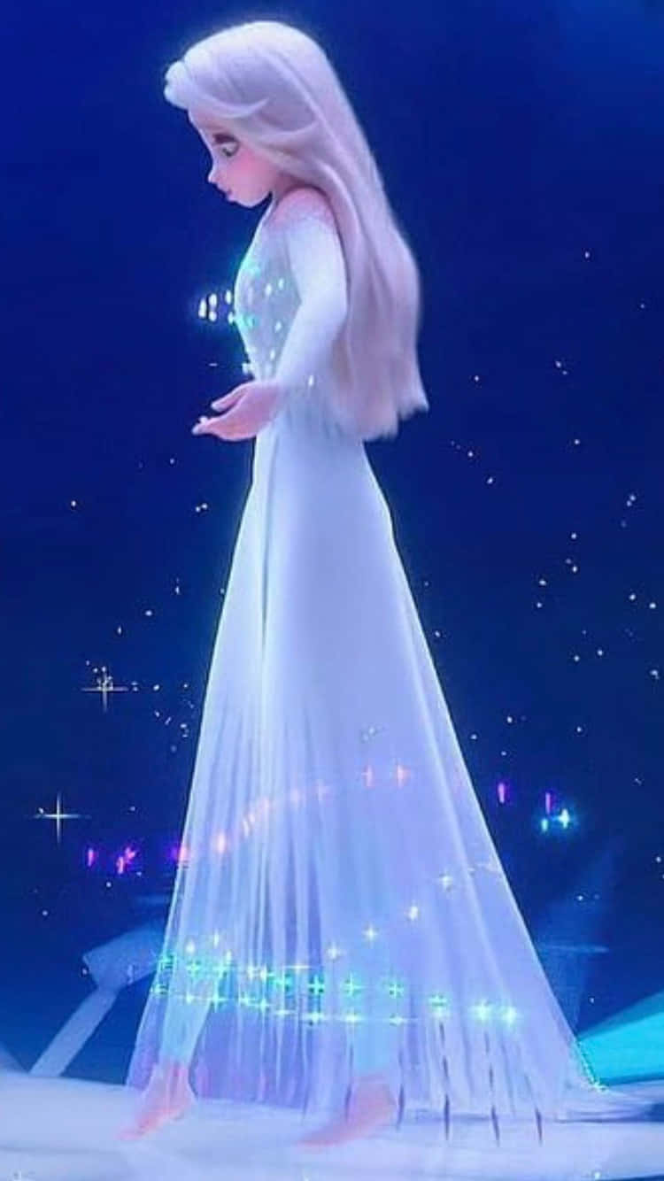 Queen Elsa Standing In A Beautiful White Dress, From Disney's Frozen 2 Background