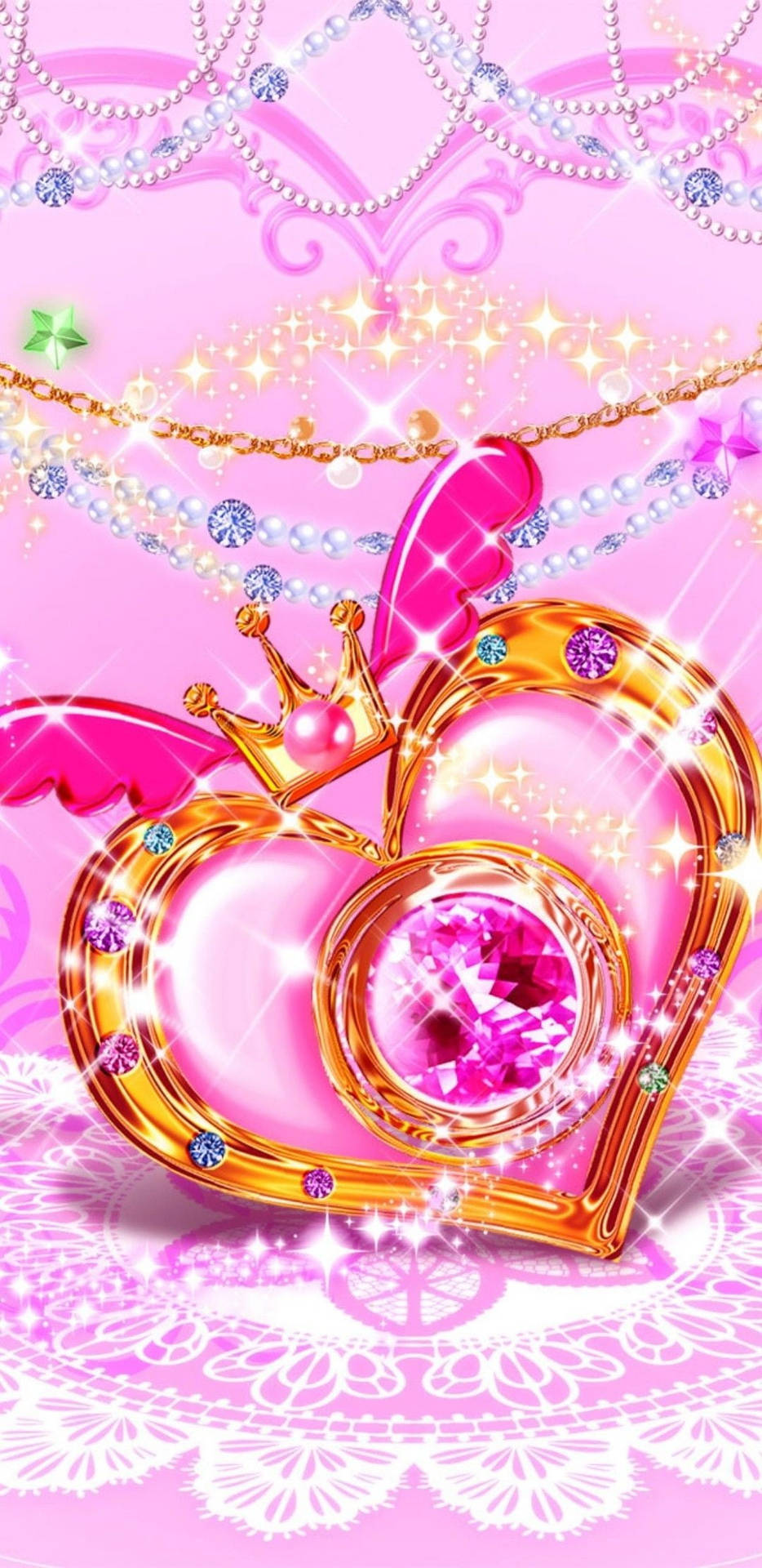 Queen Girly Sparkly Heart Background