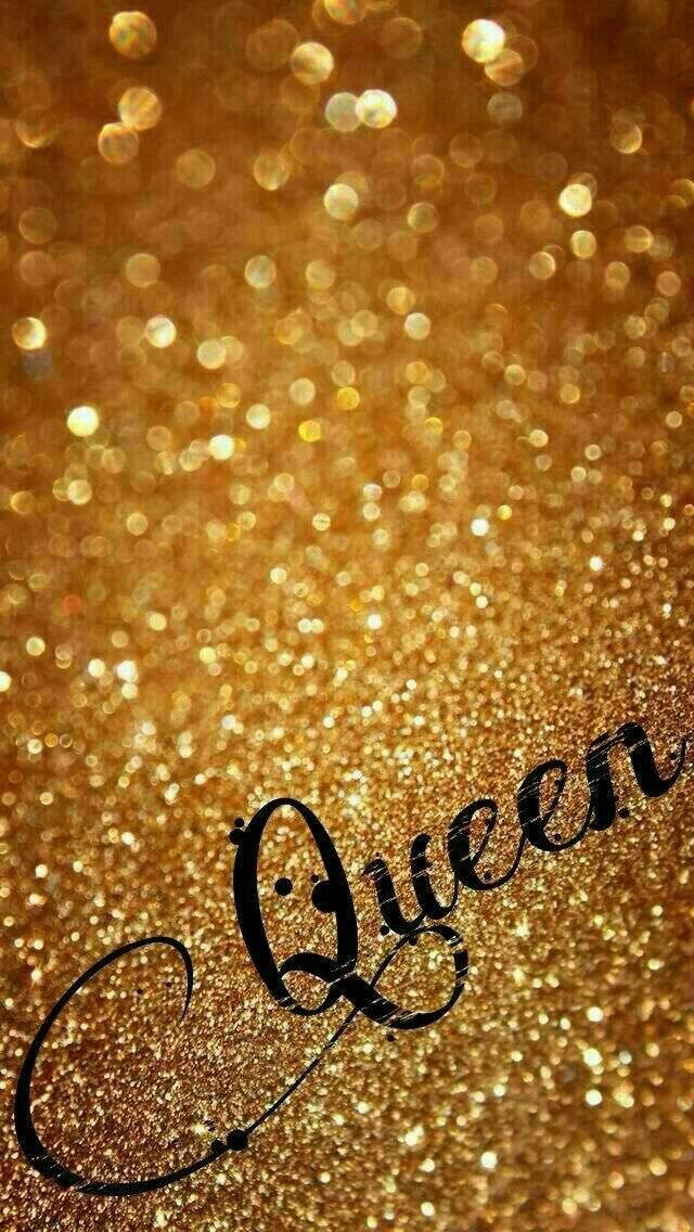 Queen On Gold Glitter Background