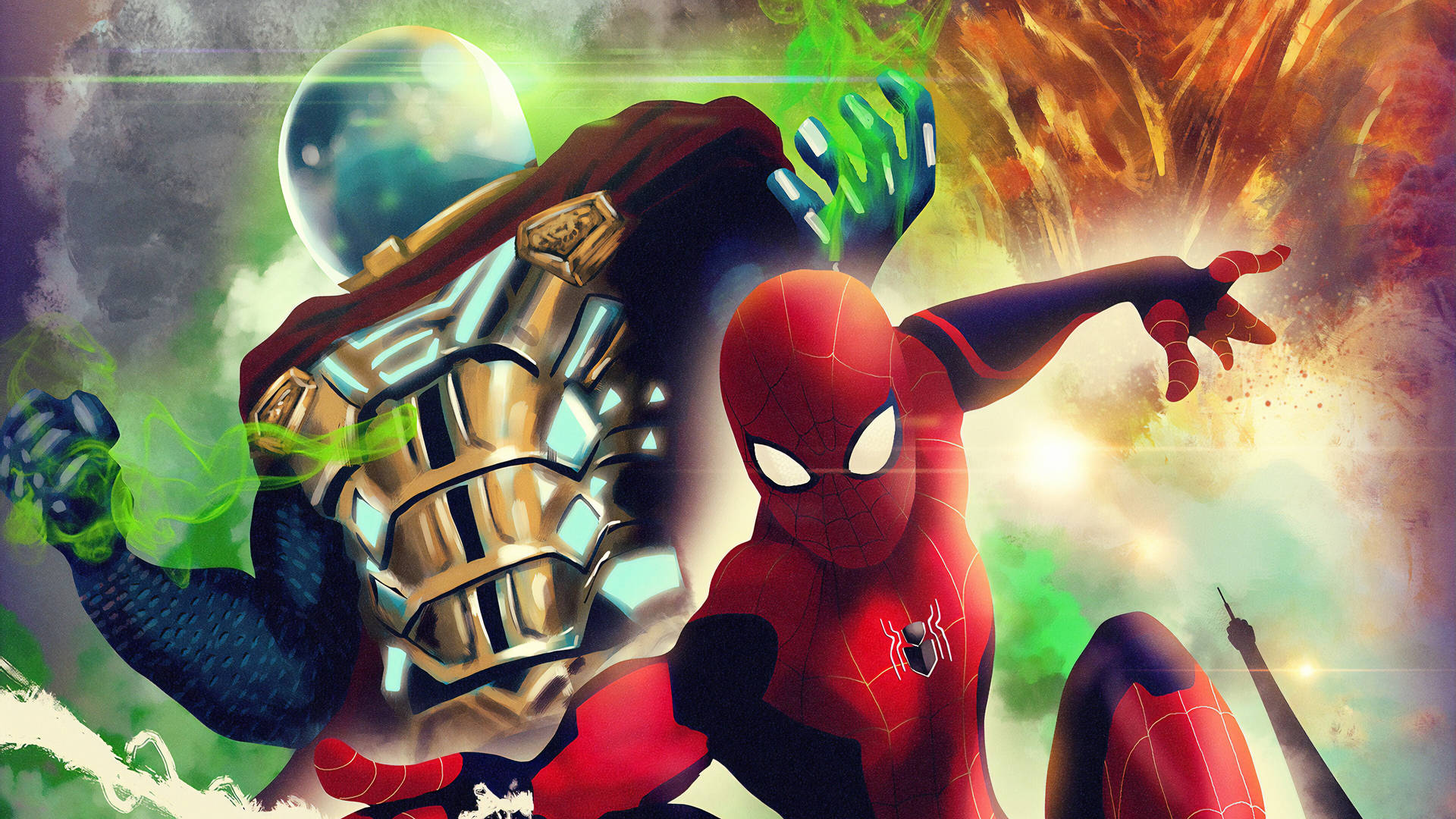 Quentin Beck Mysterio And Spider-man Background