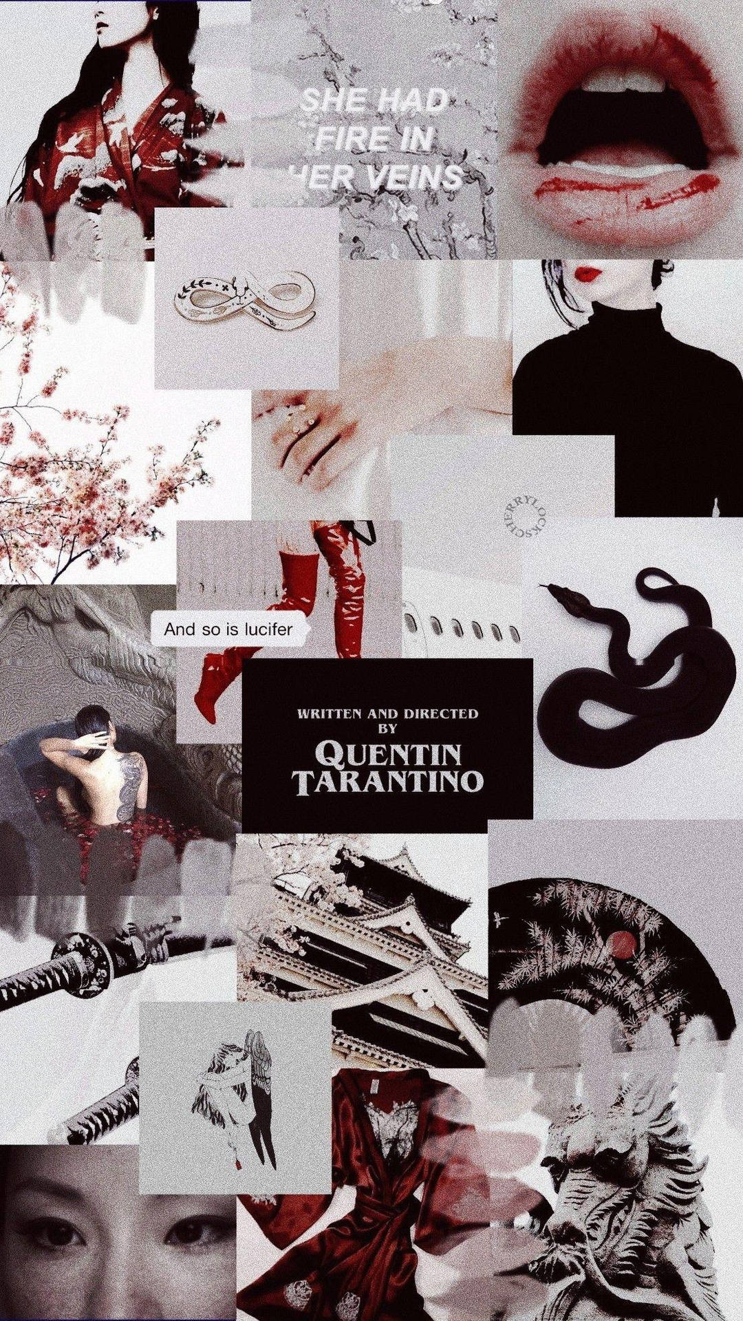 Quentin Tarantino Aesthetic Collage Background