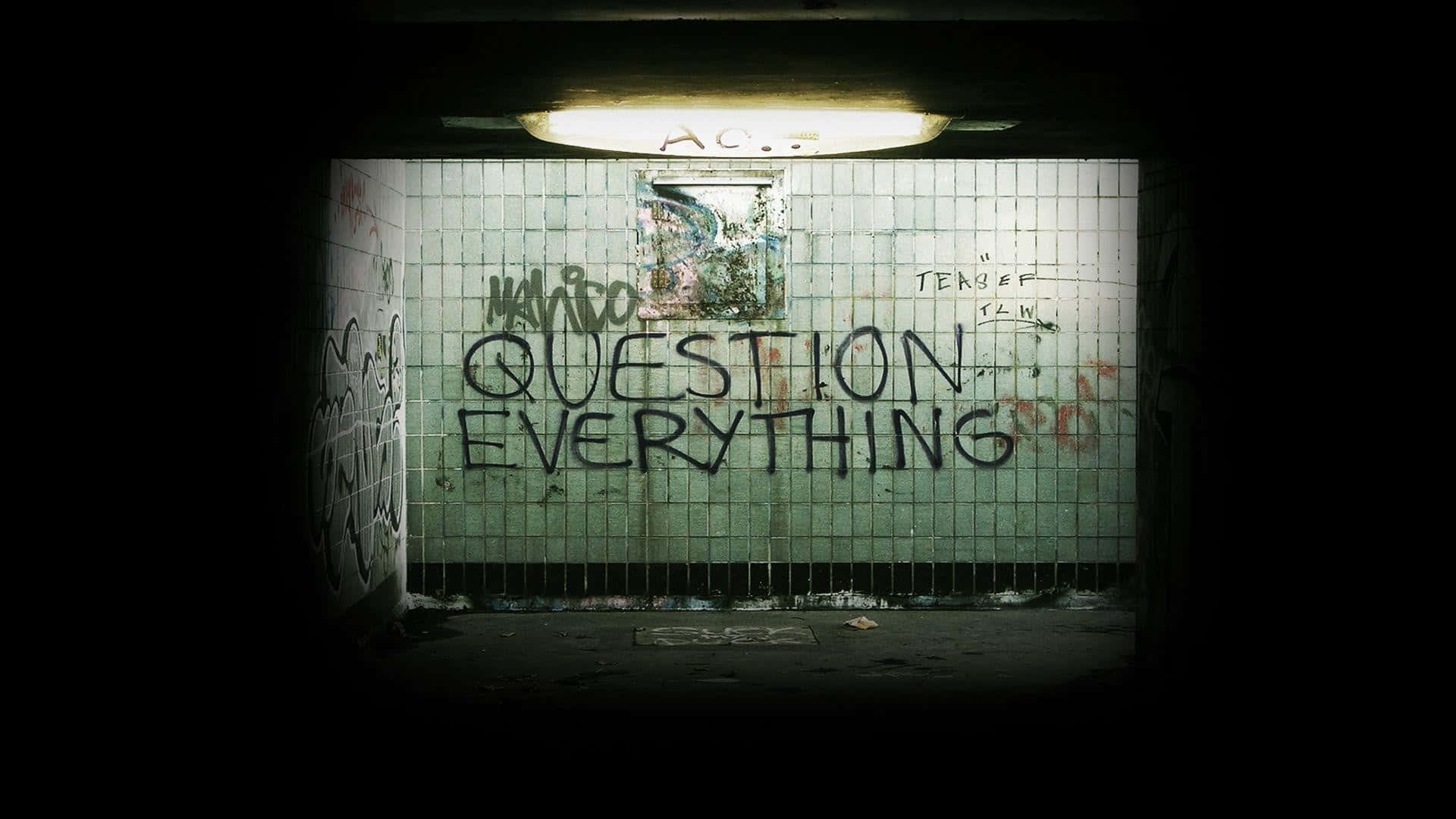 Question Everything Underpass Graffiti Background