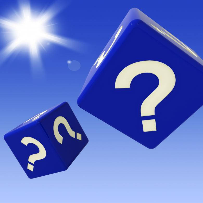 Question Mark Dice Floating Sky Background