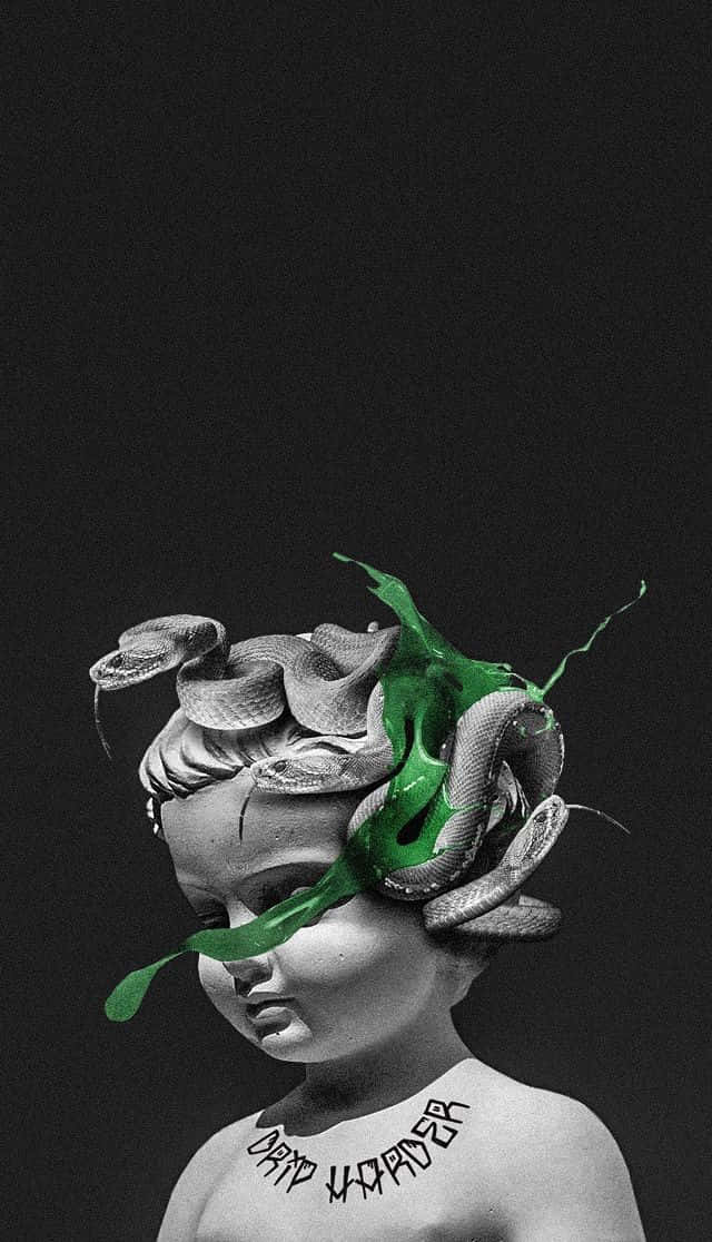 Quick Green Splatter On Child Medusa Background