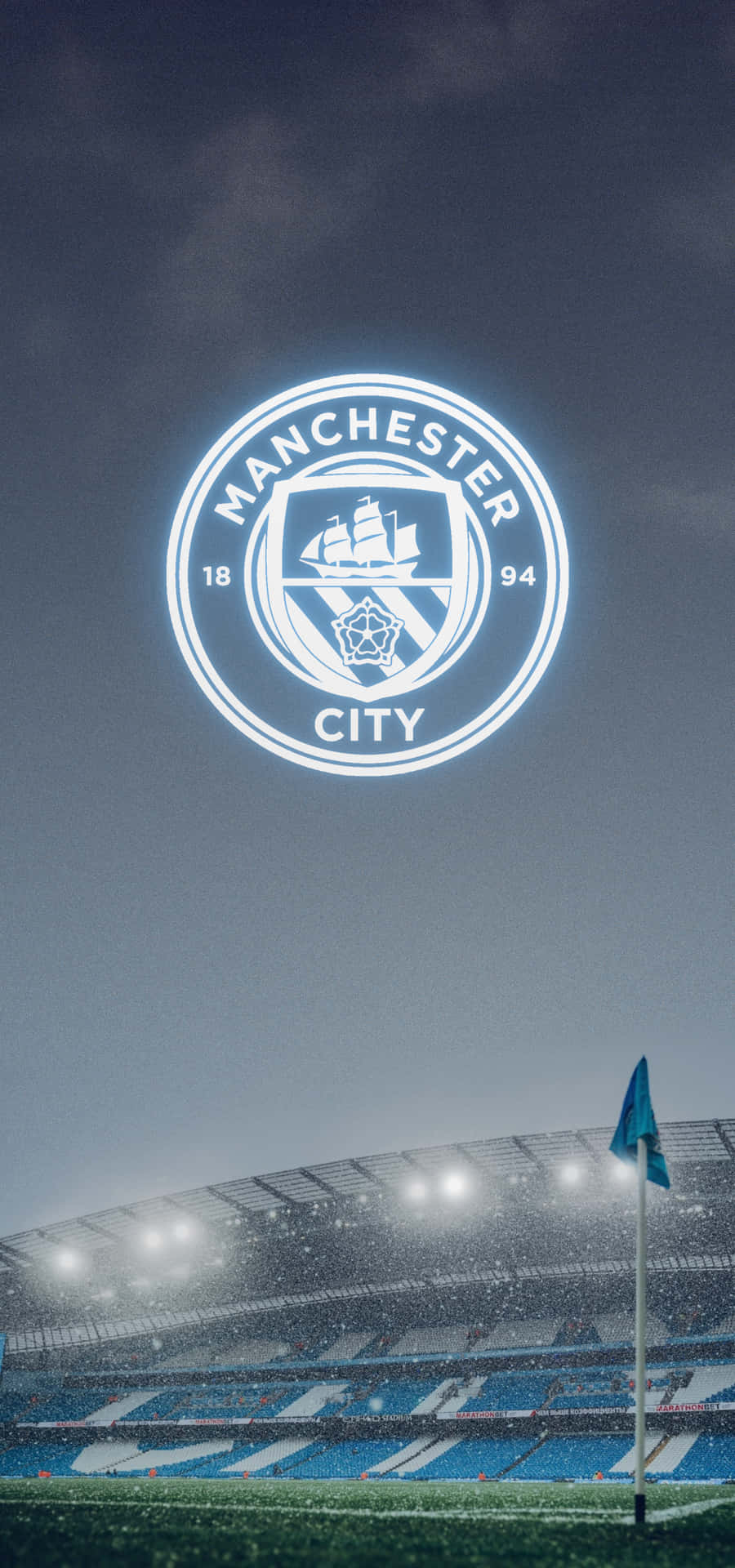 Quick Snow Over Manchester City Stadium Background