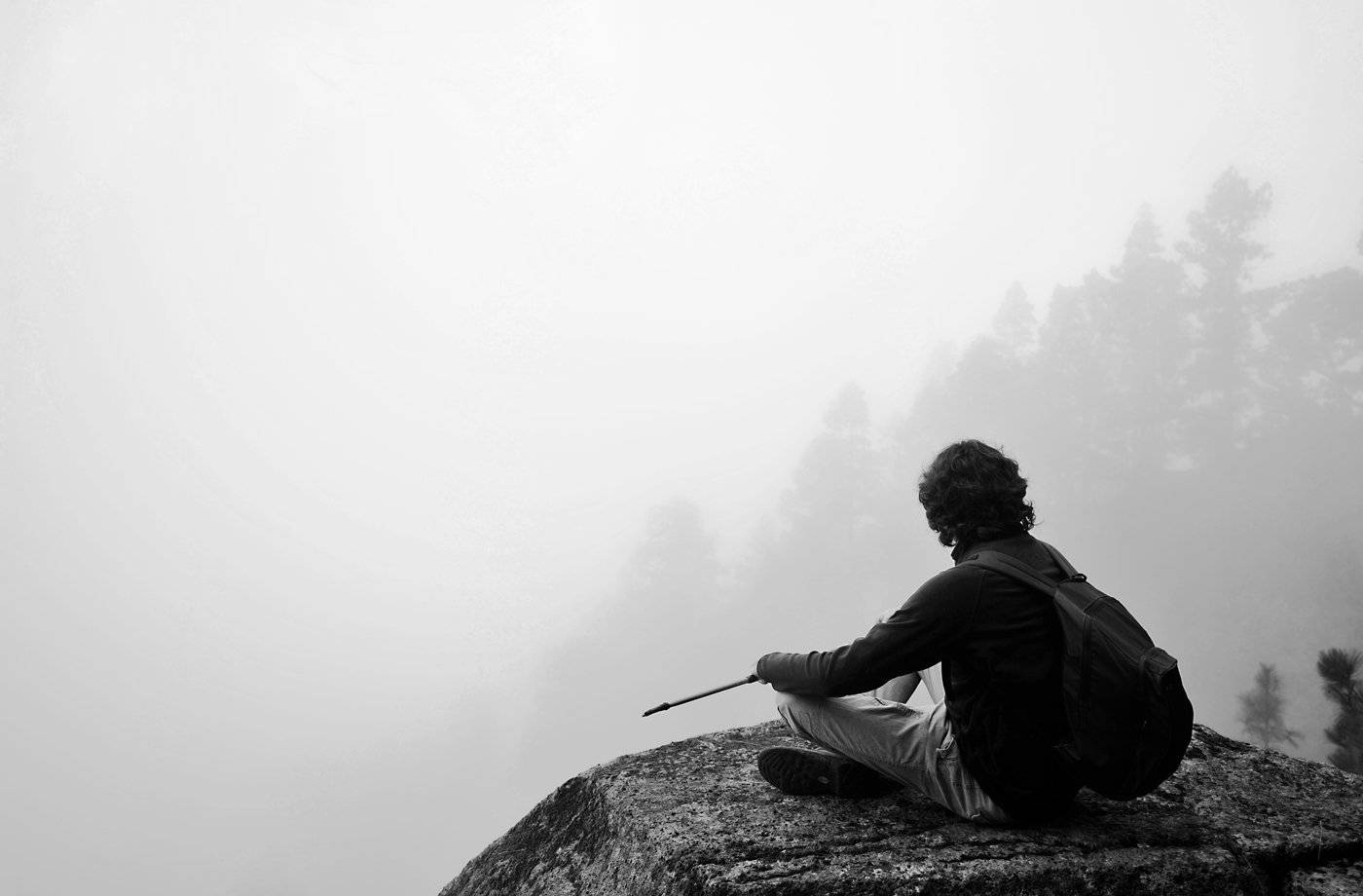 Quiet Meditation On Mountain Background