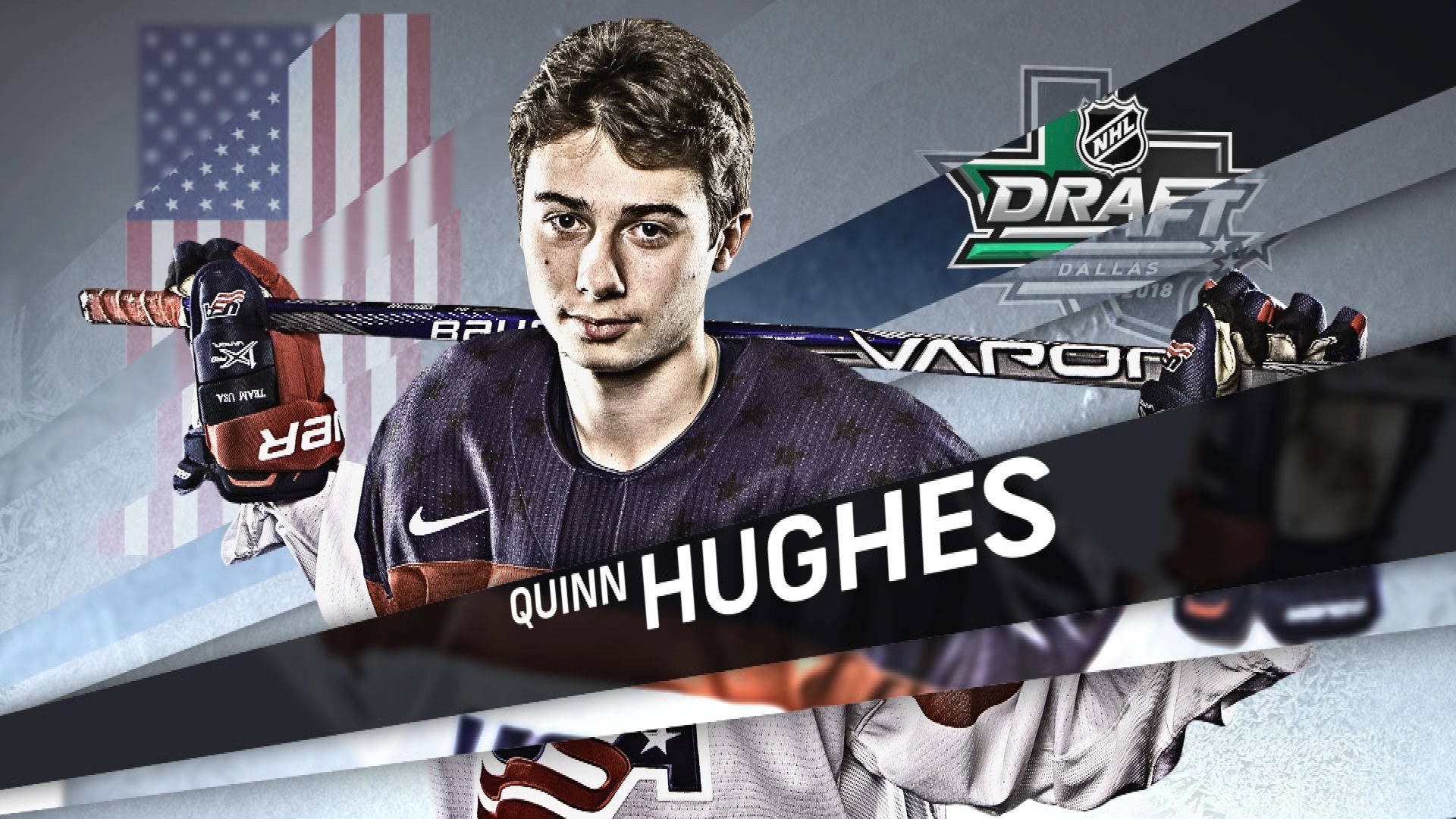 Quinn Hughes In Action During Nhl Draft 2018 Background