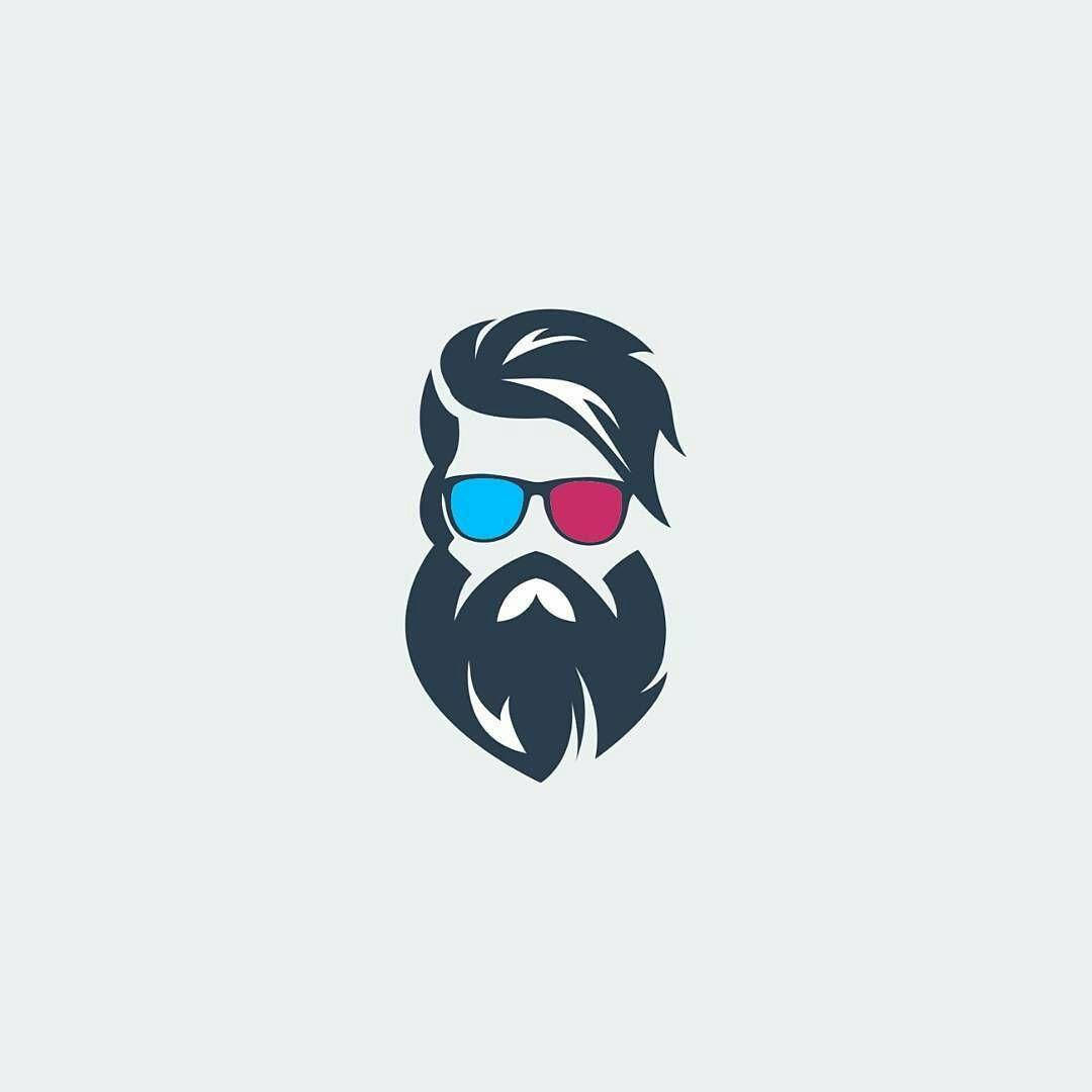 Quirky 3d Glasses Beard Logo Vector Art Background