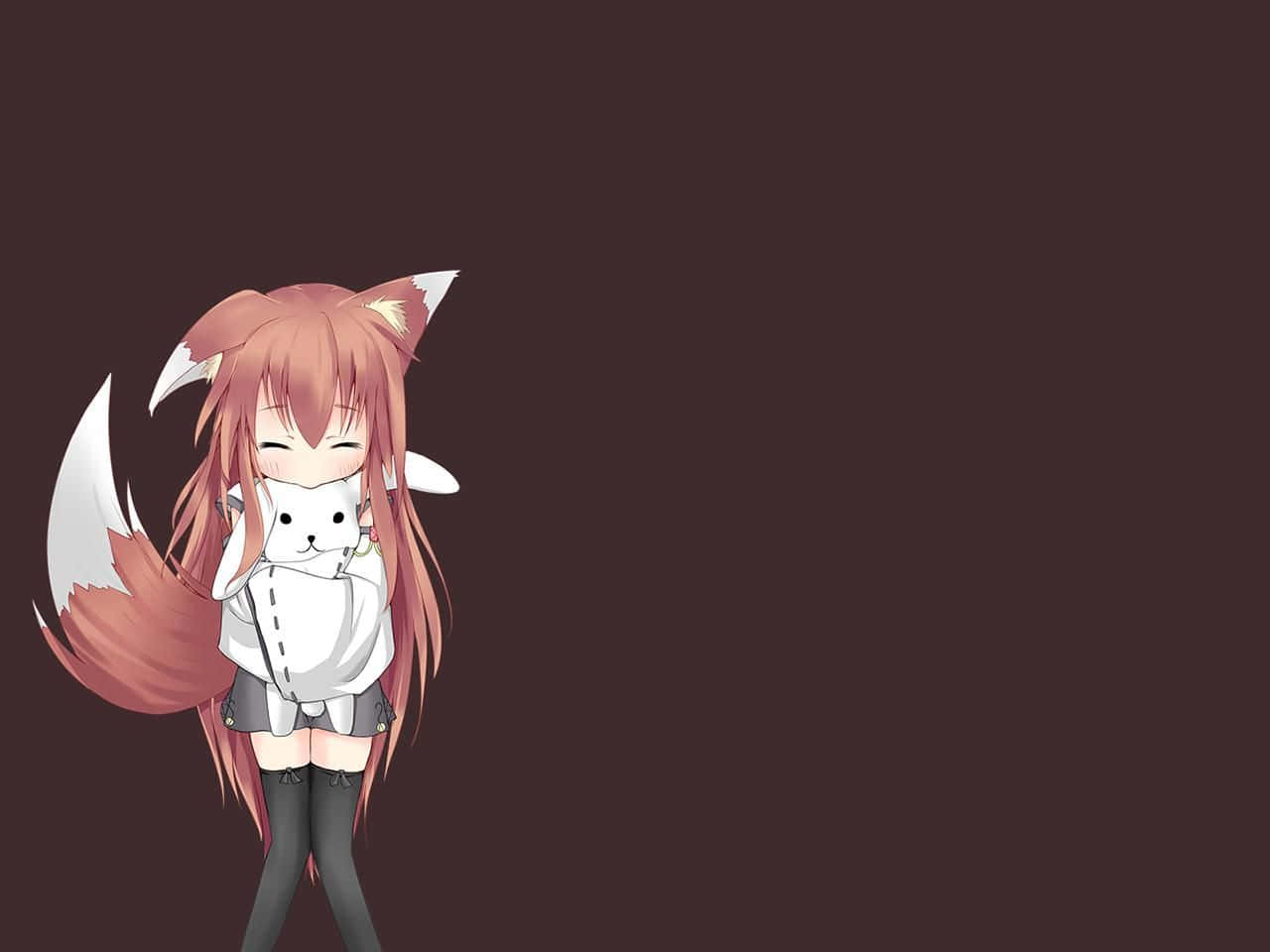 Quirky Anime Fox Girl Illustration Background