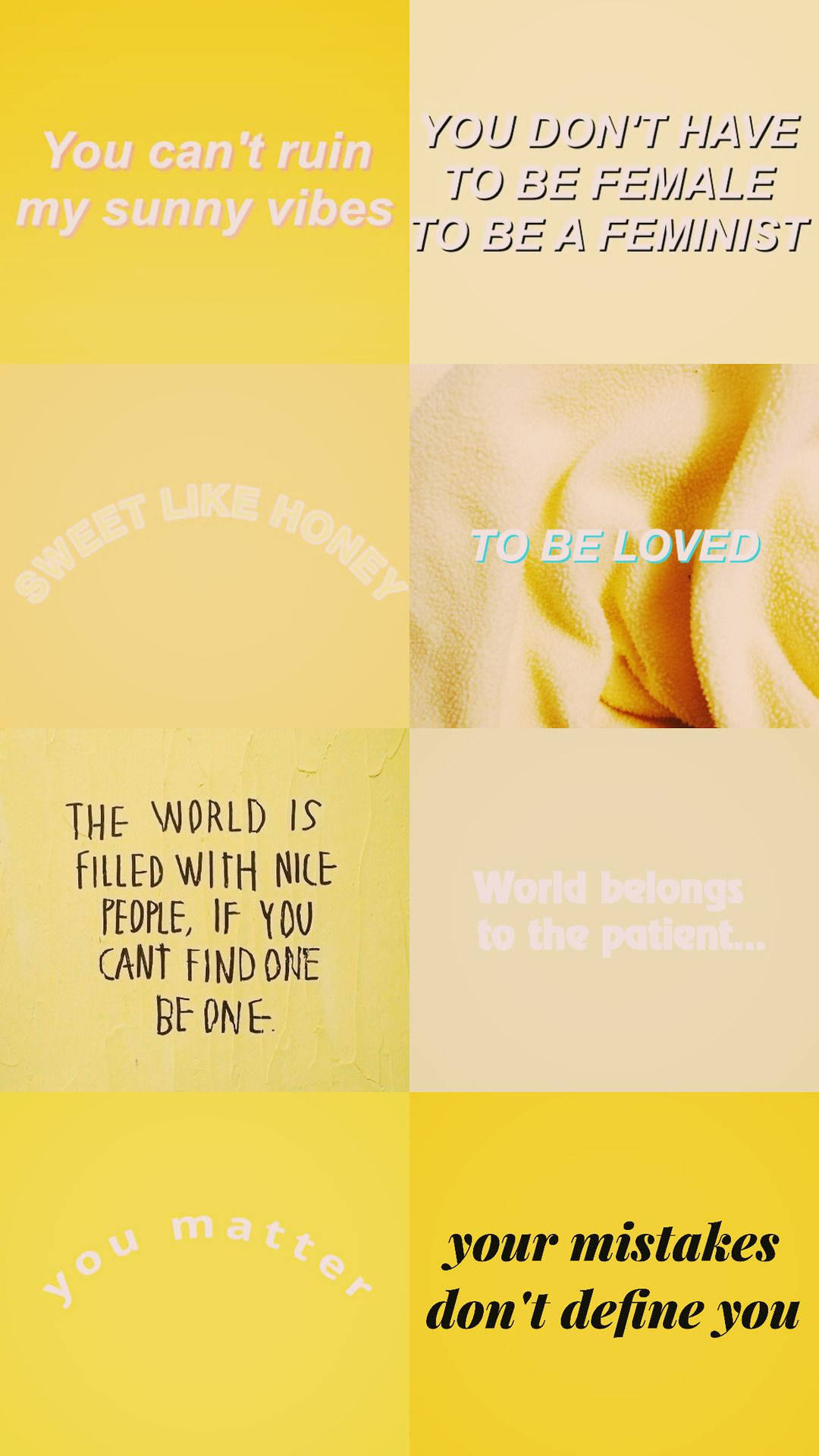 Quote Collage Pastel Yellow Aesthetic Background