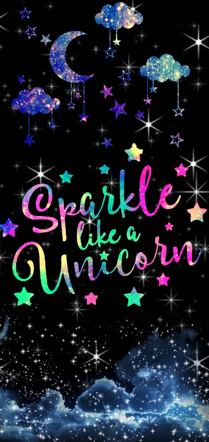 Quote, Glitter, And Unicorns Background