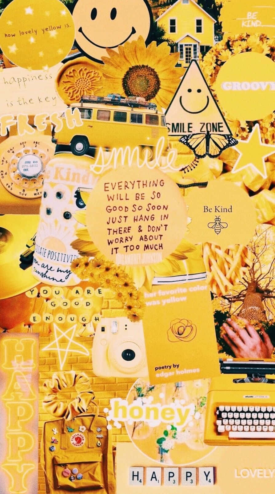 Quotes And Smileys In Yellow Aesthetic Iphone Background