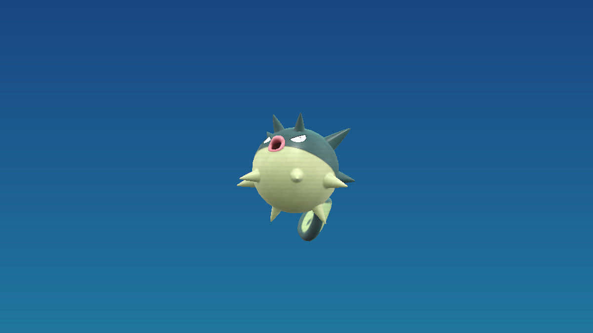 Qwilfish Screaming With A Blue Backdrop Background