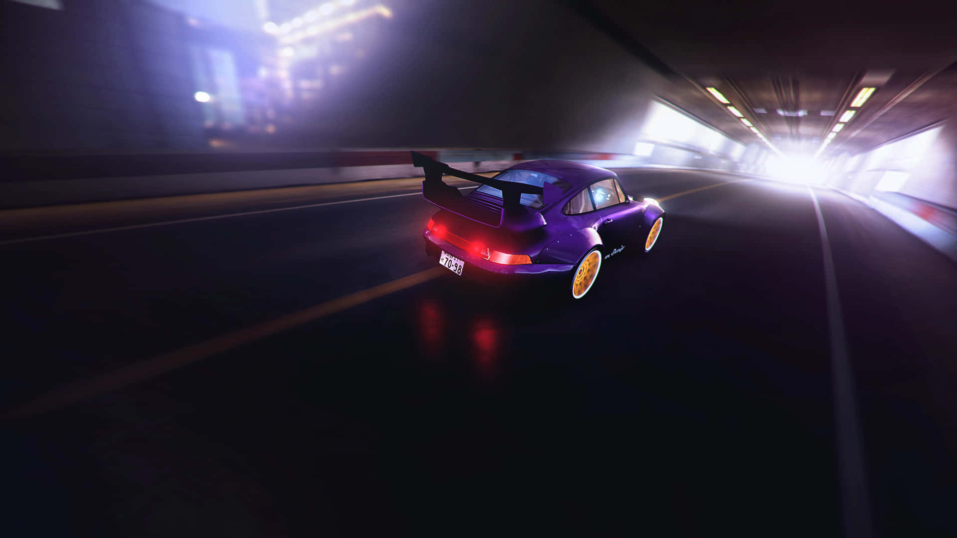 R W B Porsche Speeding Through Tunnel Background
