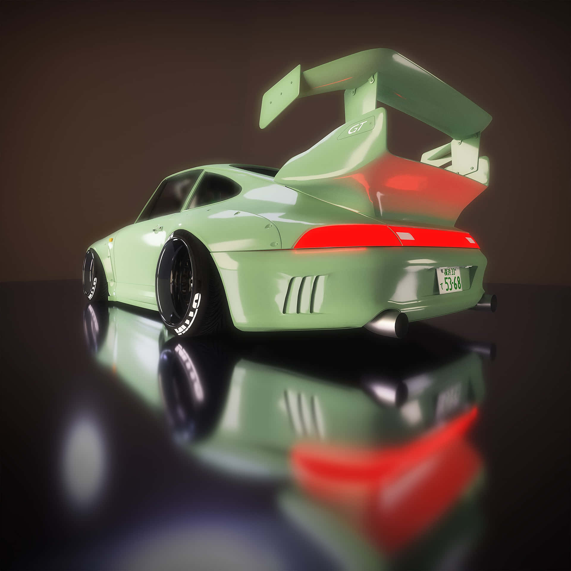 R W B Porsche911 Green Model Background