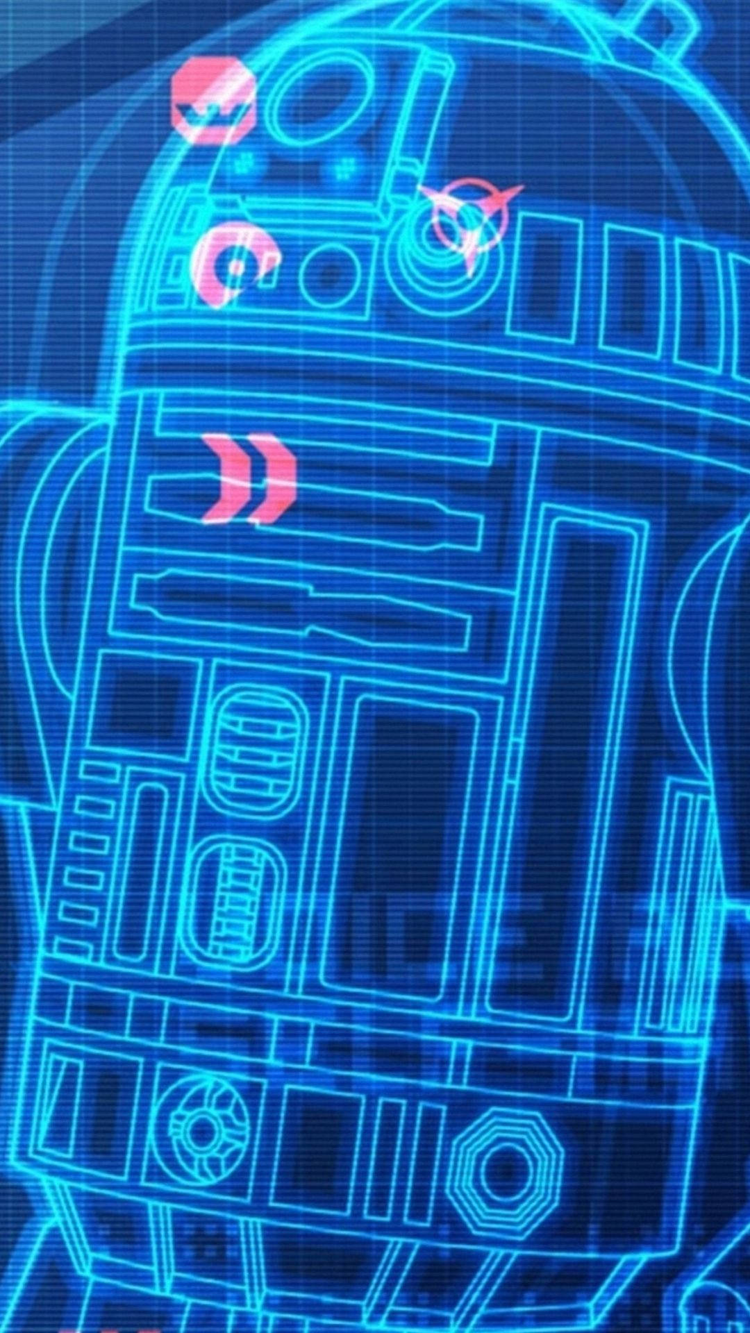 R2d2 Neon Circuit Top Iphone Background