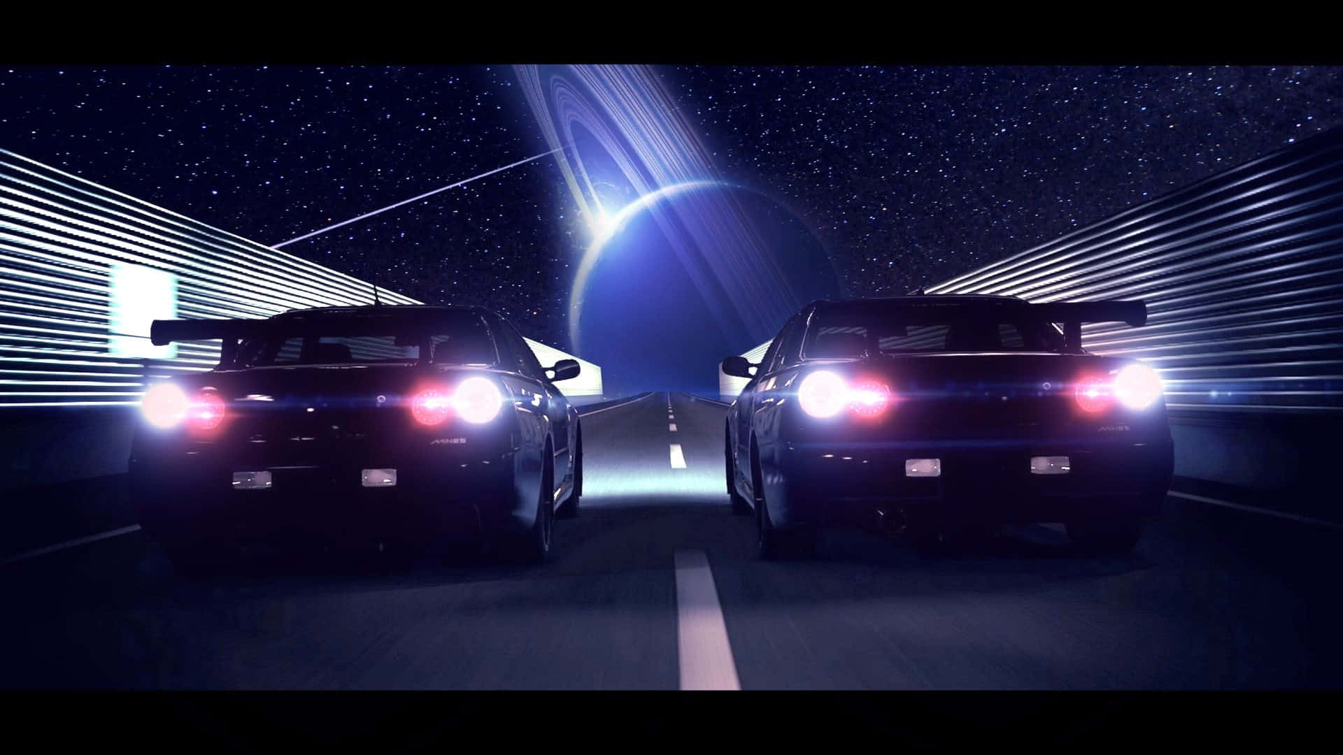 R33 Gtr Two Driving With Planet Background