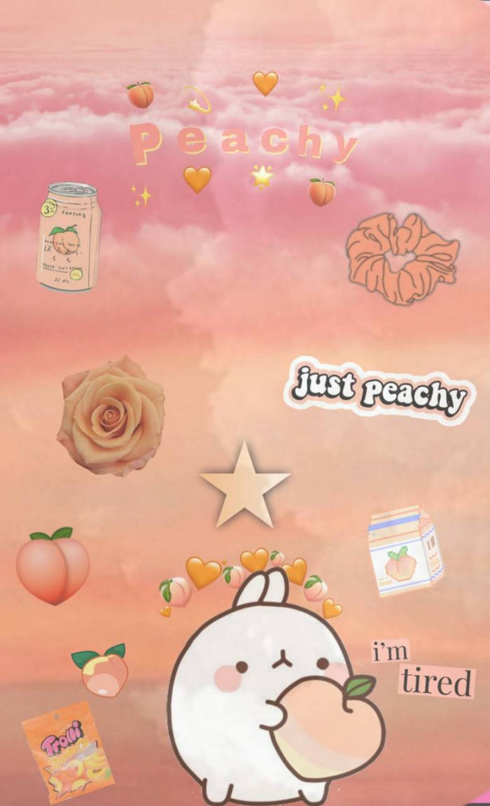 Rabbit Gummy Peach Color Aesthetic Background