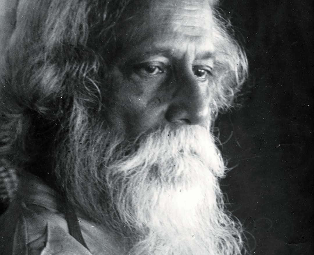 Rabindranath Tagore Contemplative Portrait Background