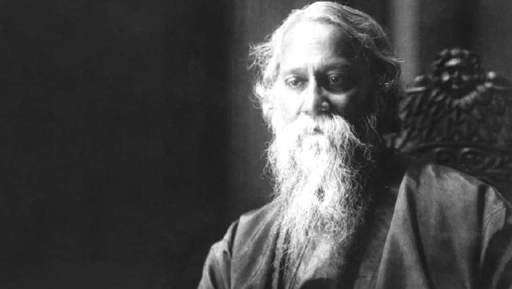 Rabindranath Tagore Portrait Blackand White Background