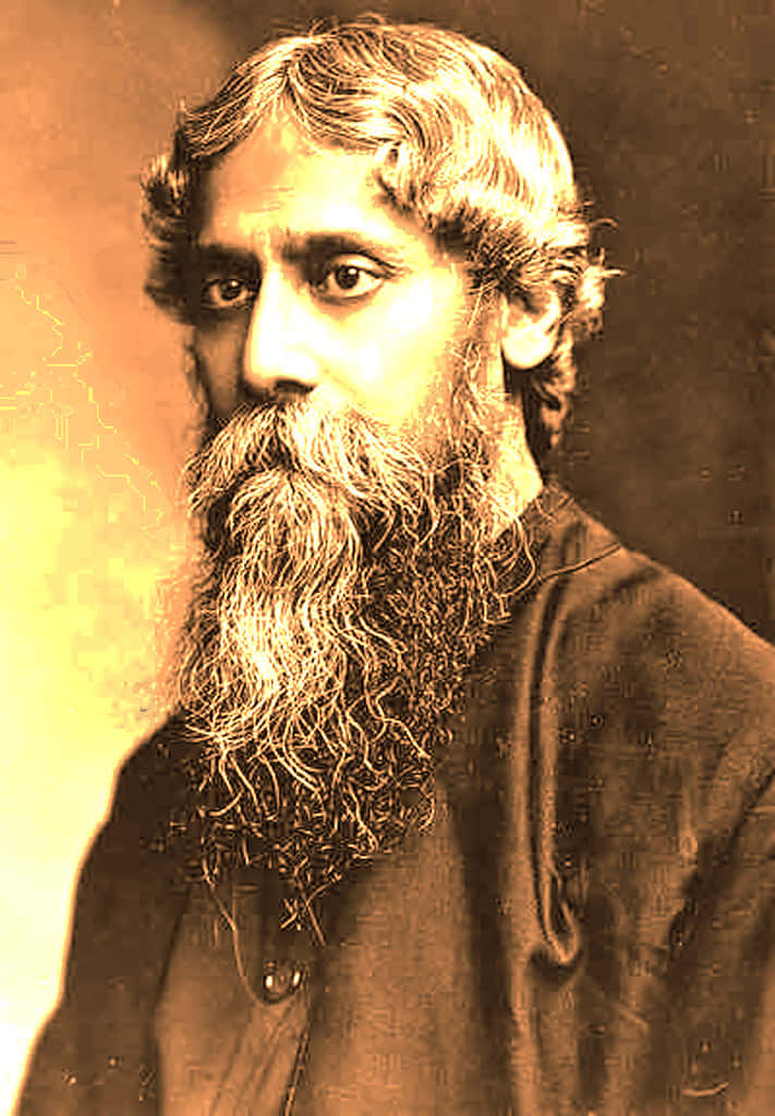 Rabindranath Tagore Portrait Sepia Tone Background