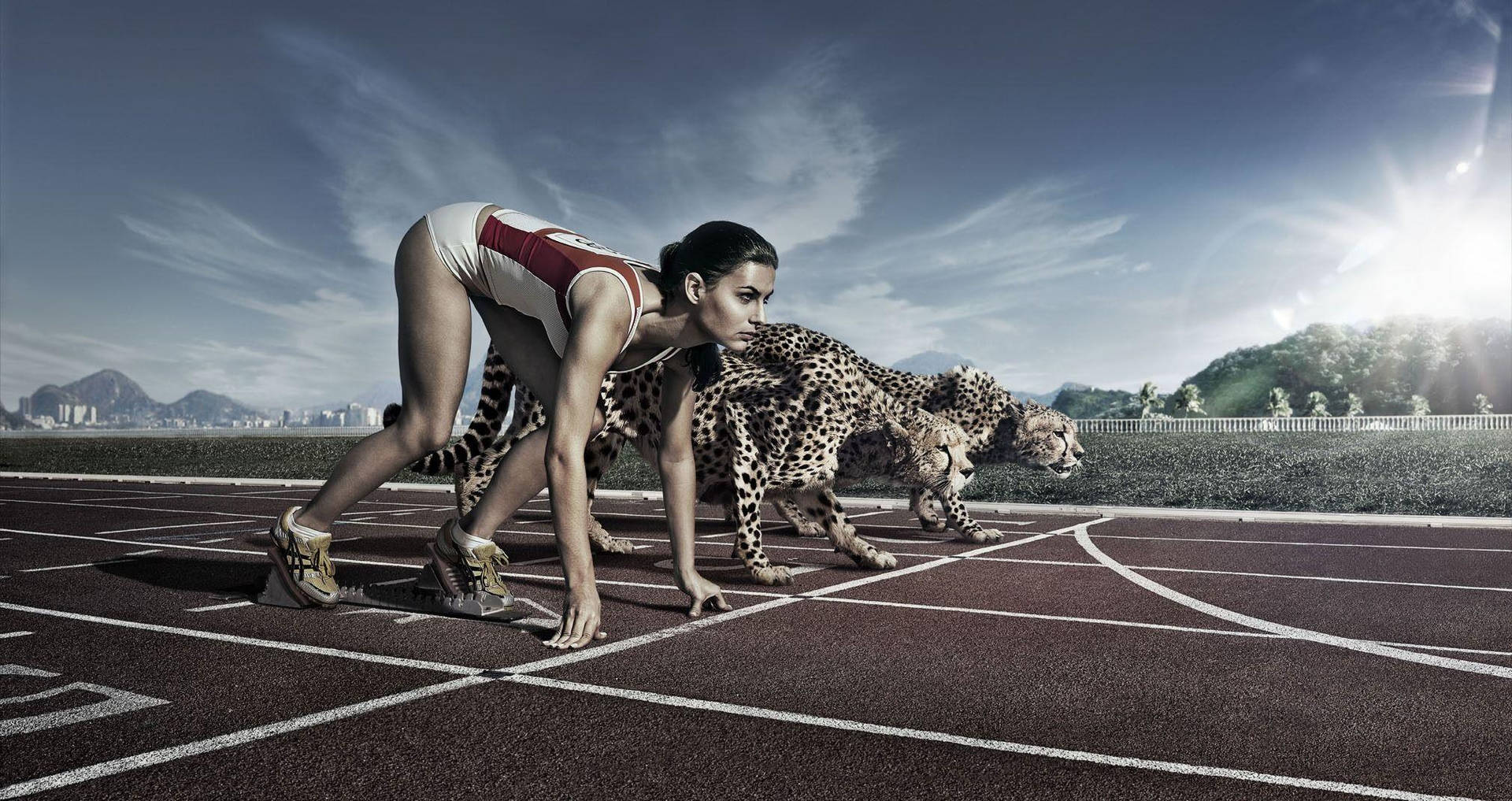 Race Woman Leopards Hd Sports Background