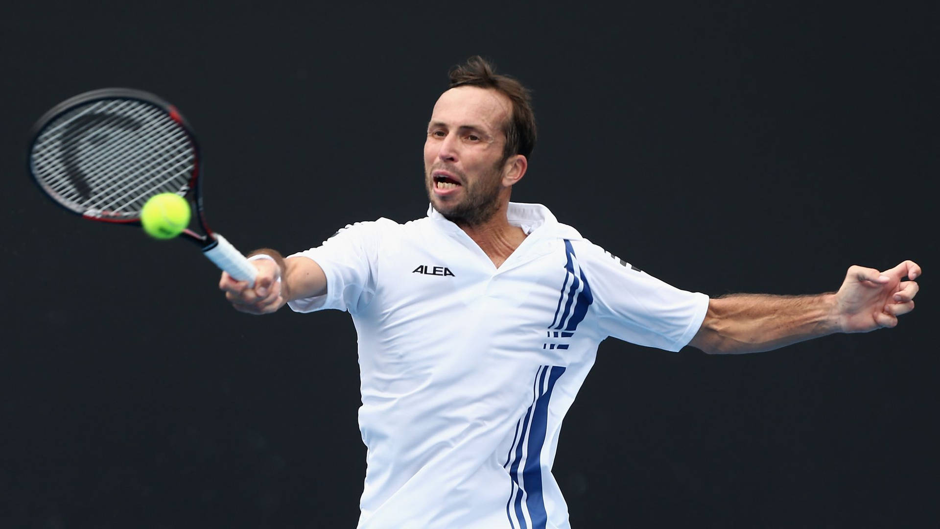 Radek Stepanek Hitting Tennis Ball Background